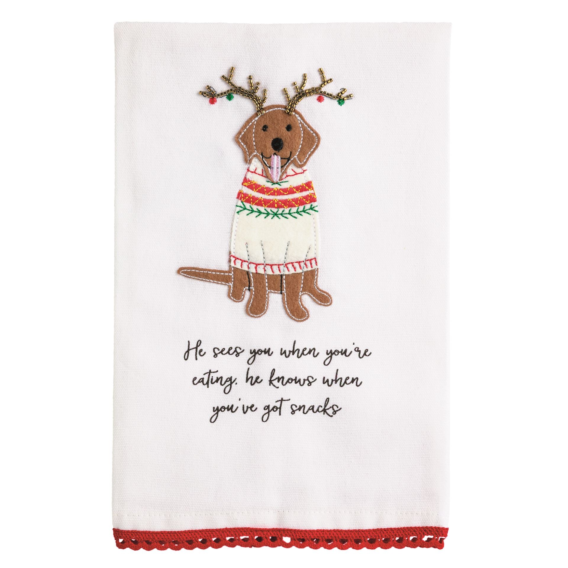 Dog Christmas Applique Towel by Mud Pie
