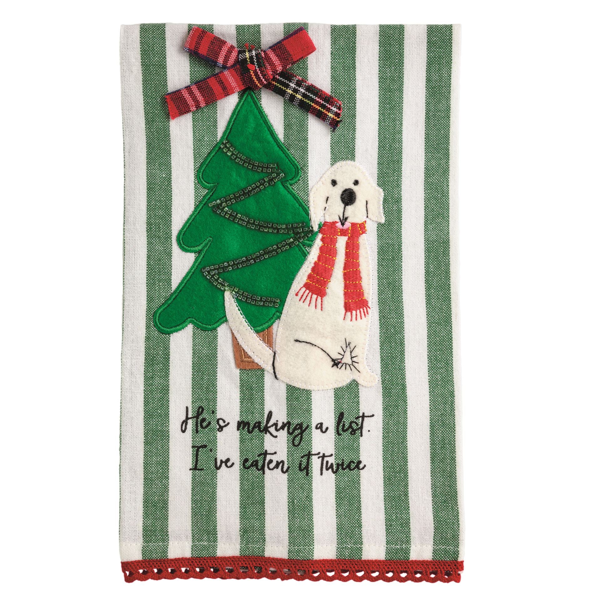 Dog Christmas Applique Towel by Mud Pie