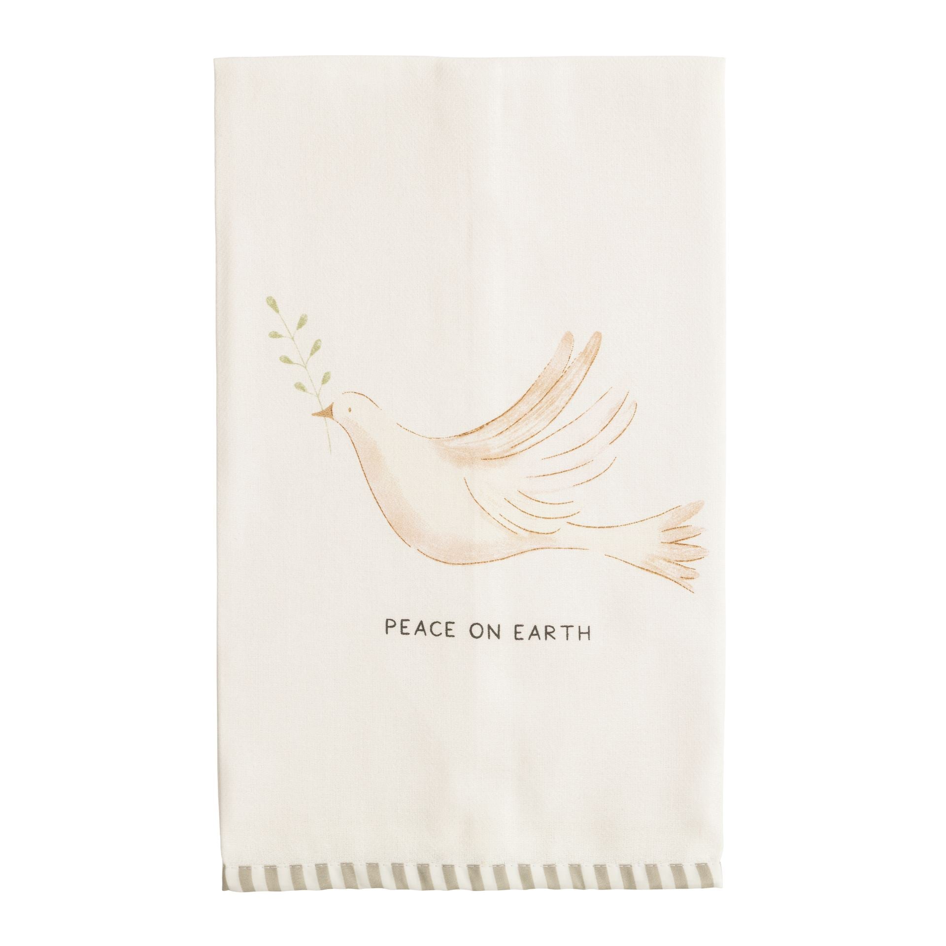 White Christmas Stripe Hem Towel by Mud Pie