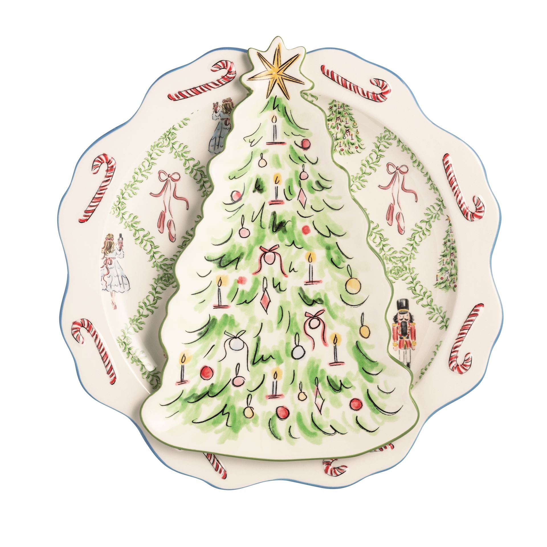 Nutcracker & Tree Nested Tray Set by Mud Pie
