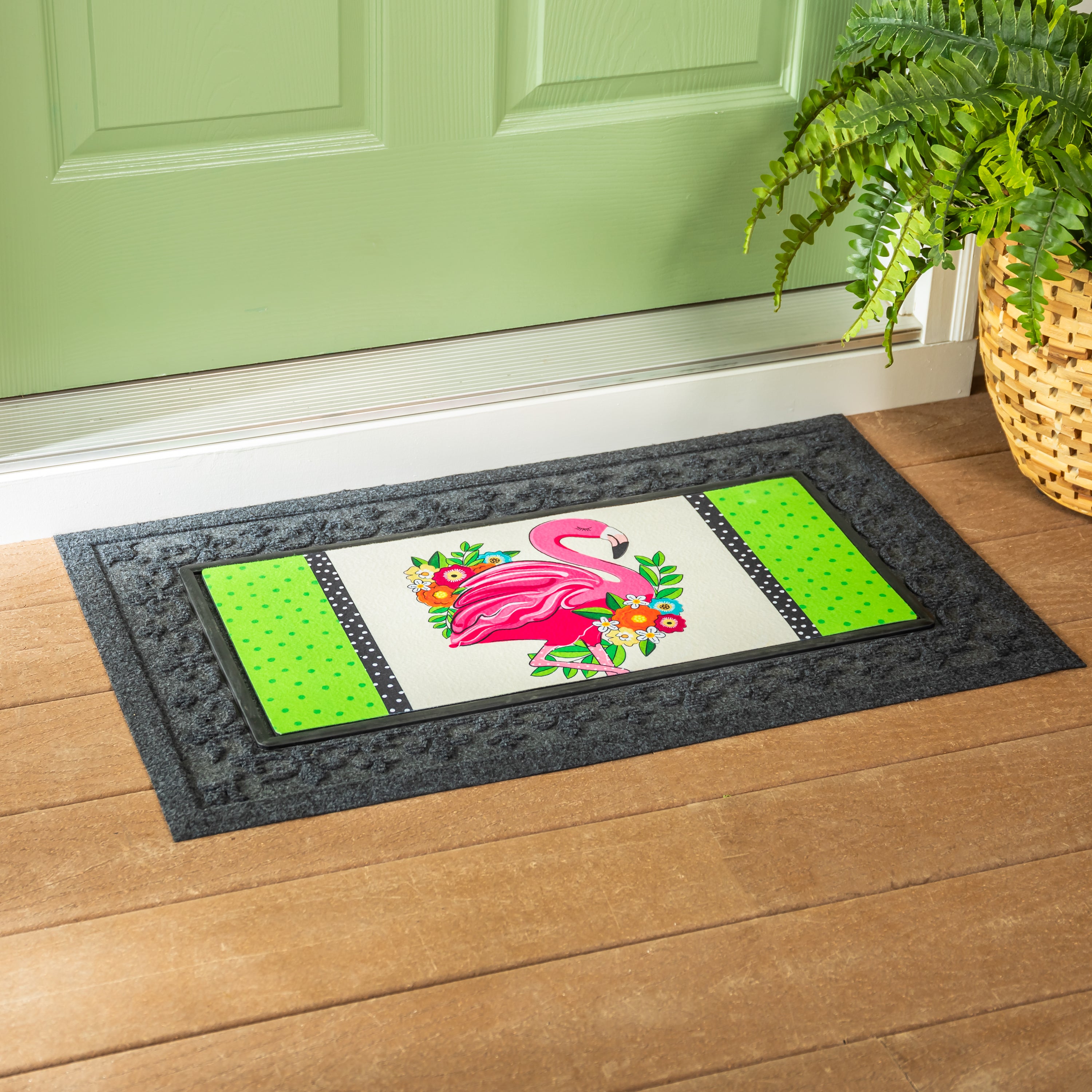 Floral Flamingo Welcome Sassafras Switch Mat - A. Dodson's