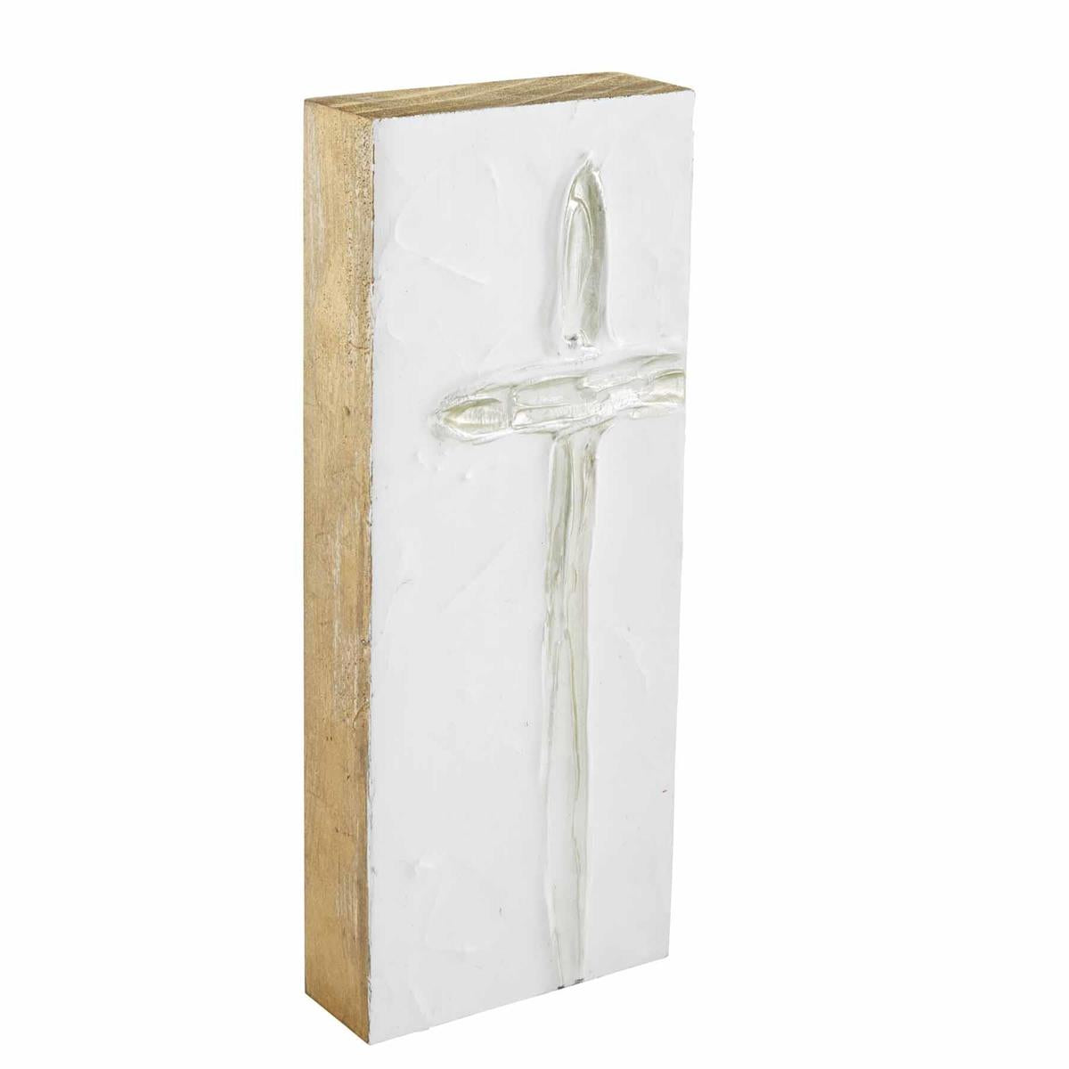 Tall Silver Cross Plaque By Mud Pie