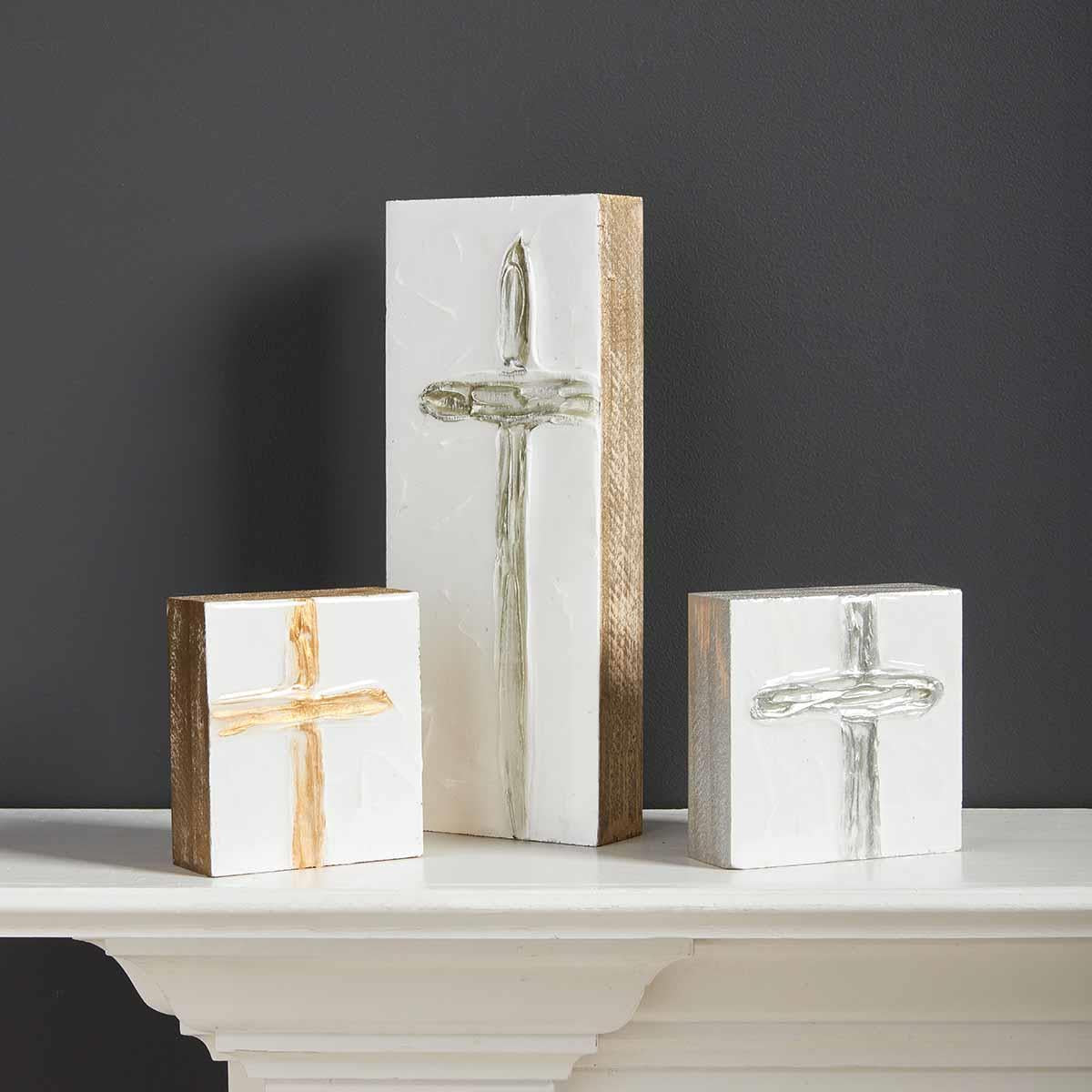Tall Silver Cross Plaque By Mud Pie