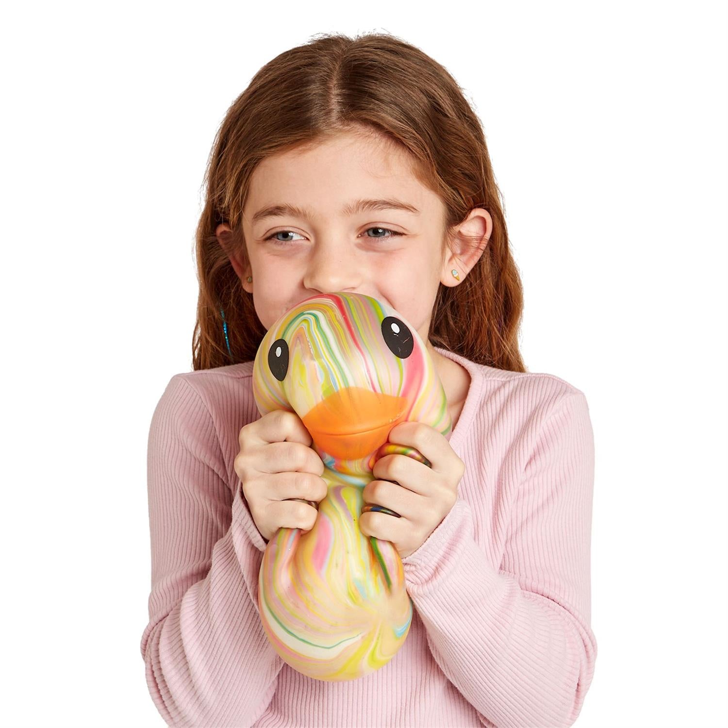 Jumbo Squishy Rainbow Marbled Duckie