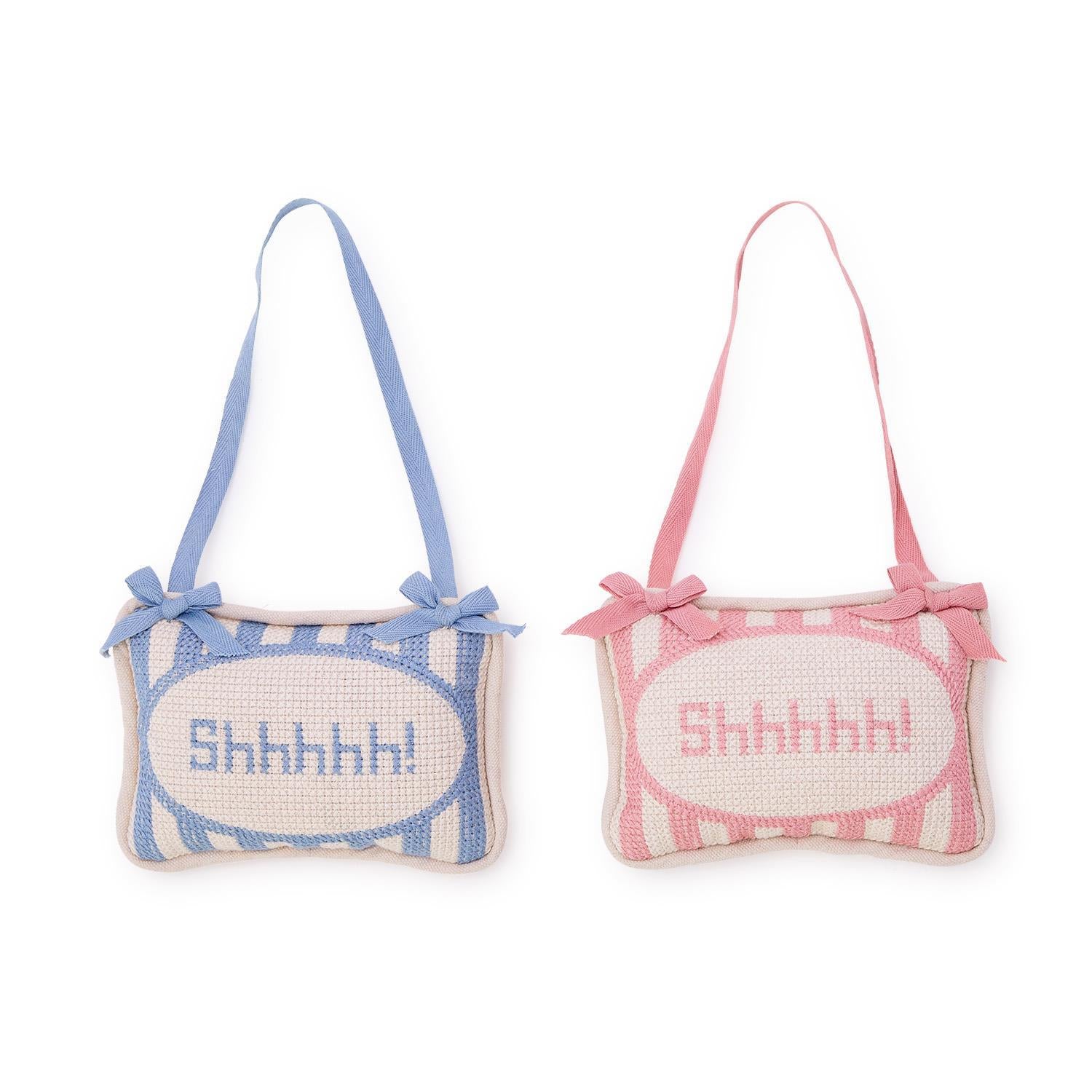 Shhhhh! Embroidered Pillow Door Hanger Décor