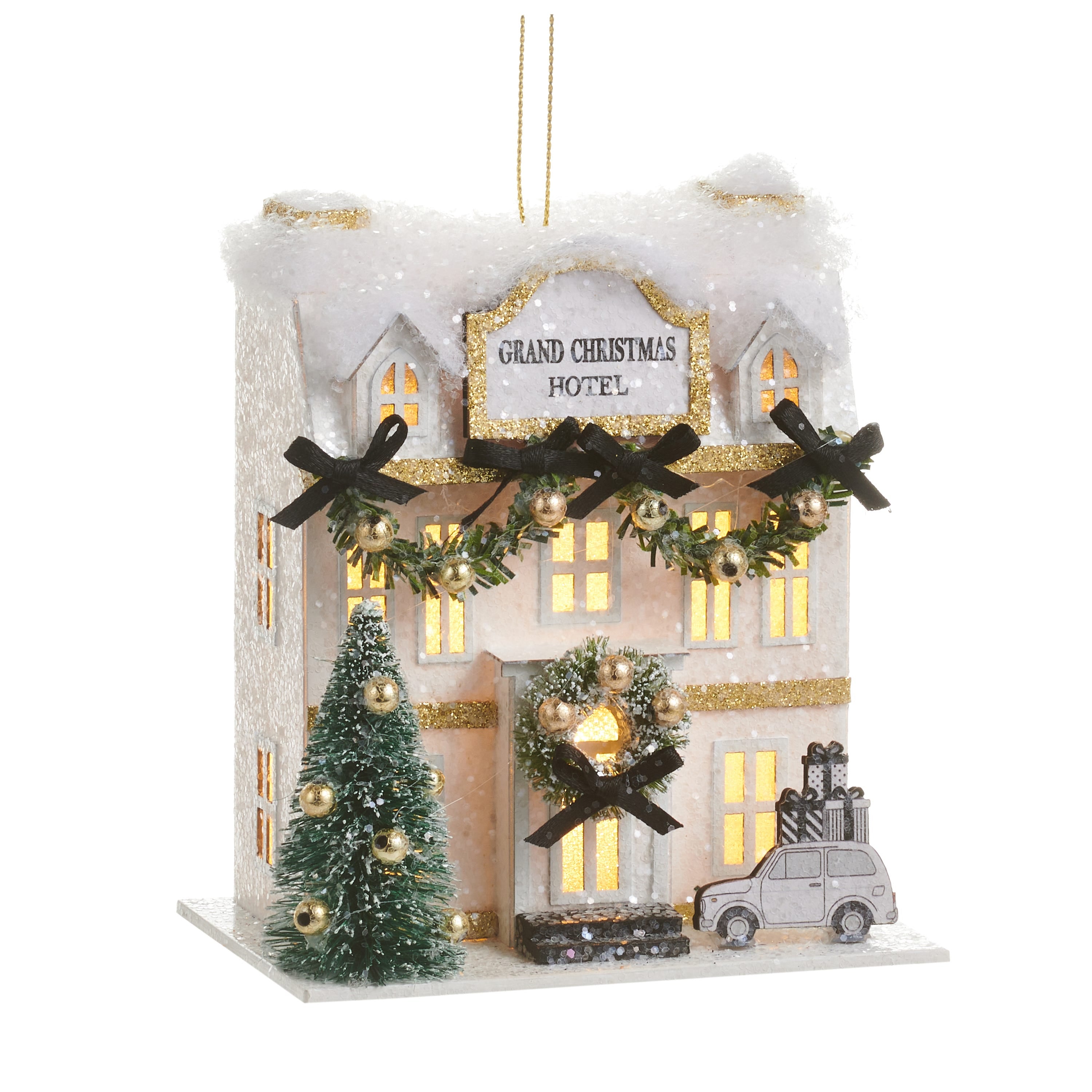 5 Lighted Paper Christmas Hotel Ornament - A. Dodson's
