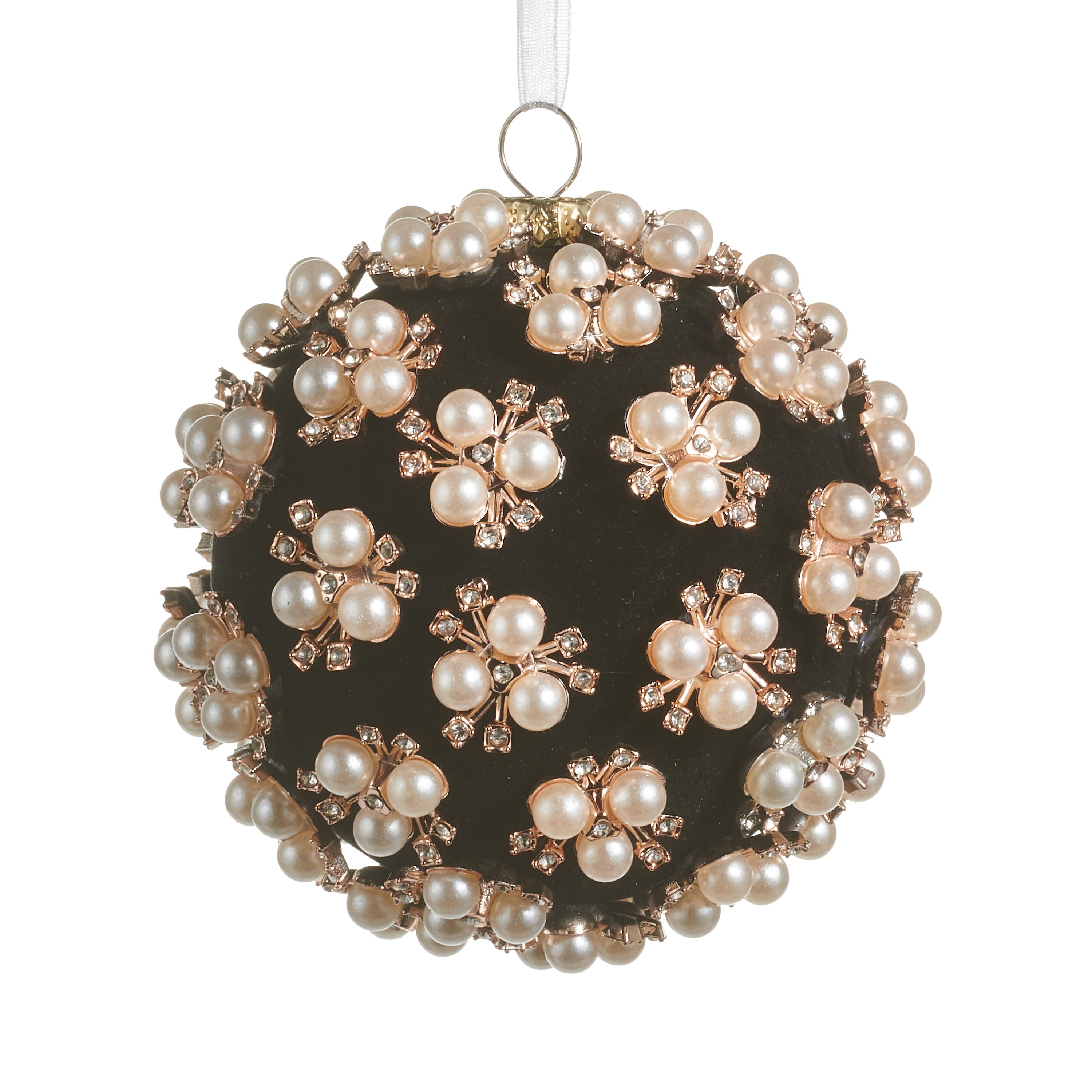 Pearl Clustered Black Ball Ornament - A. Dodson's