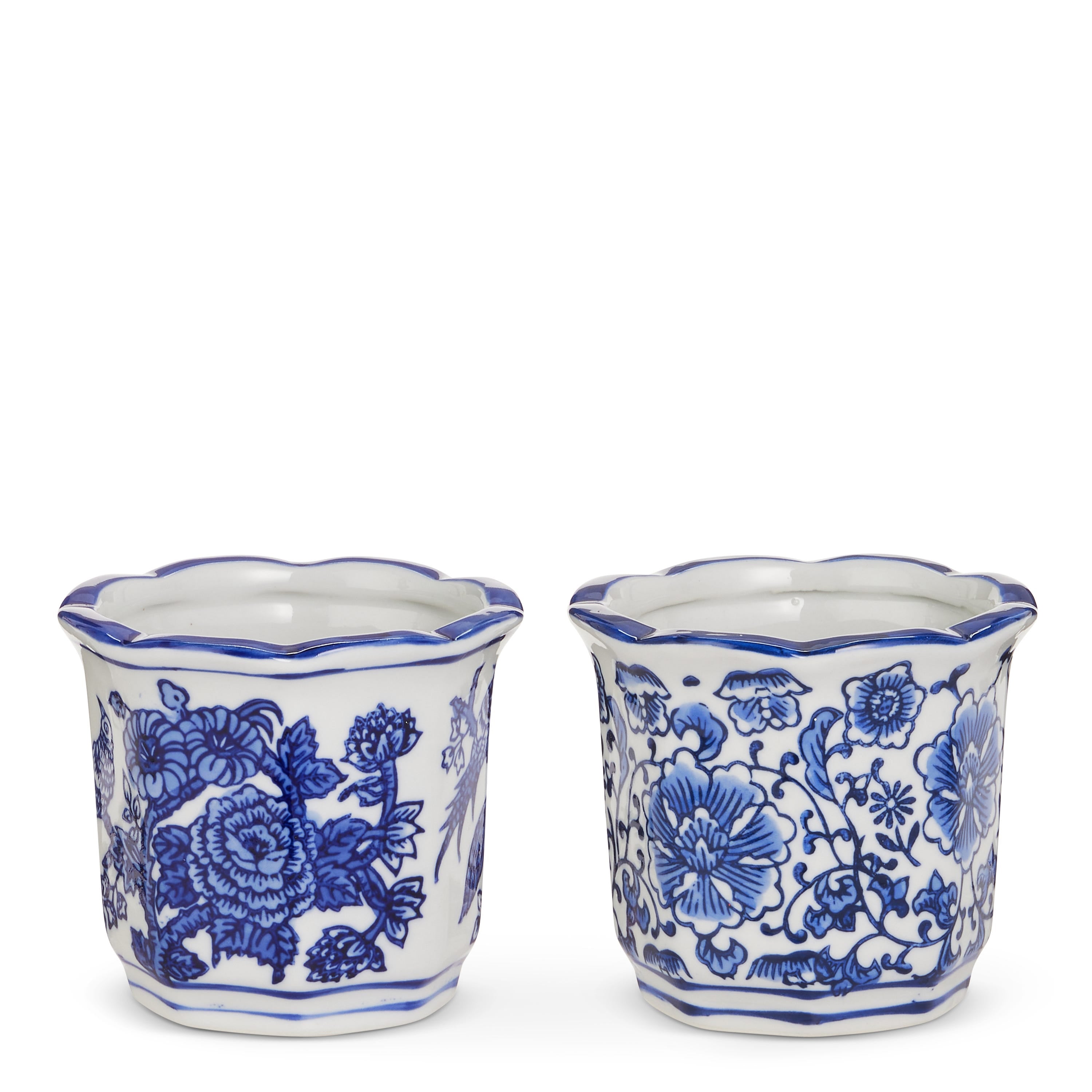 4 Mini Blue and White Pots - A. Dodson's
