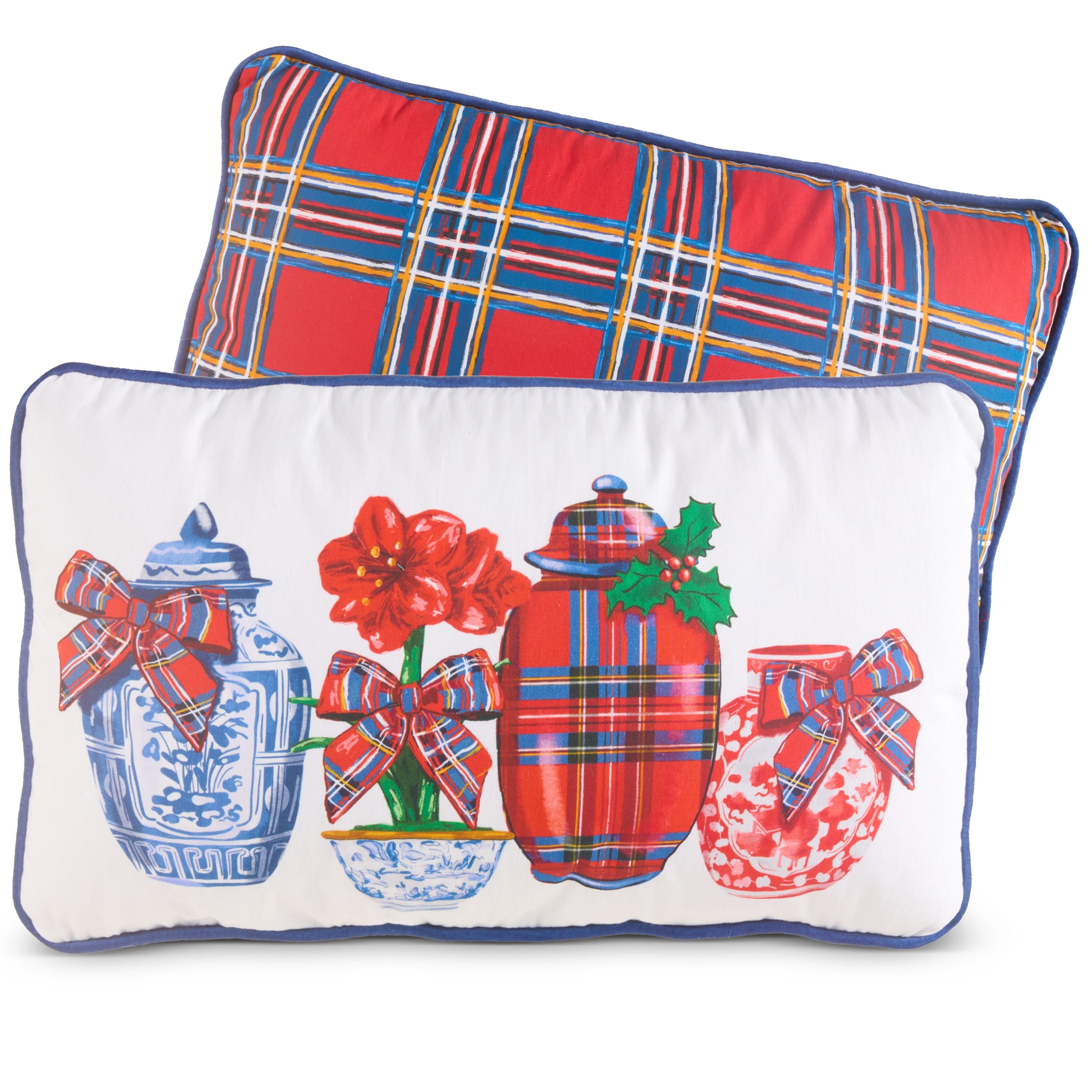 20 Dressed in Plaid Chinoiserie Lumbar Pillow - A. Dodson's