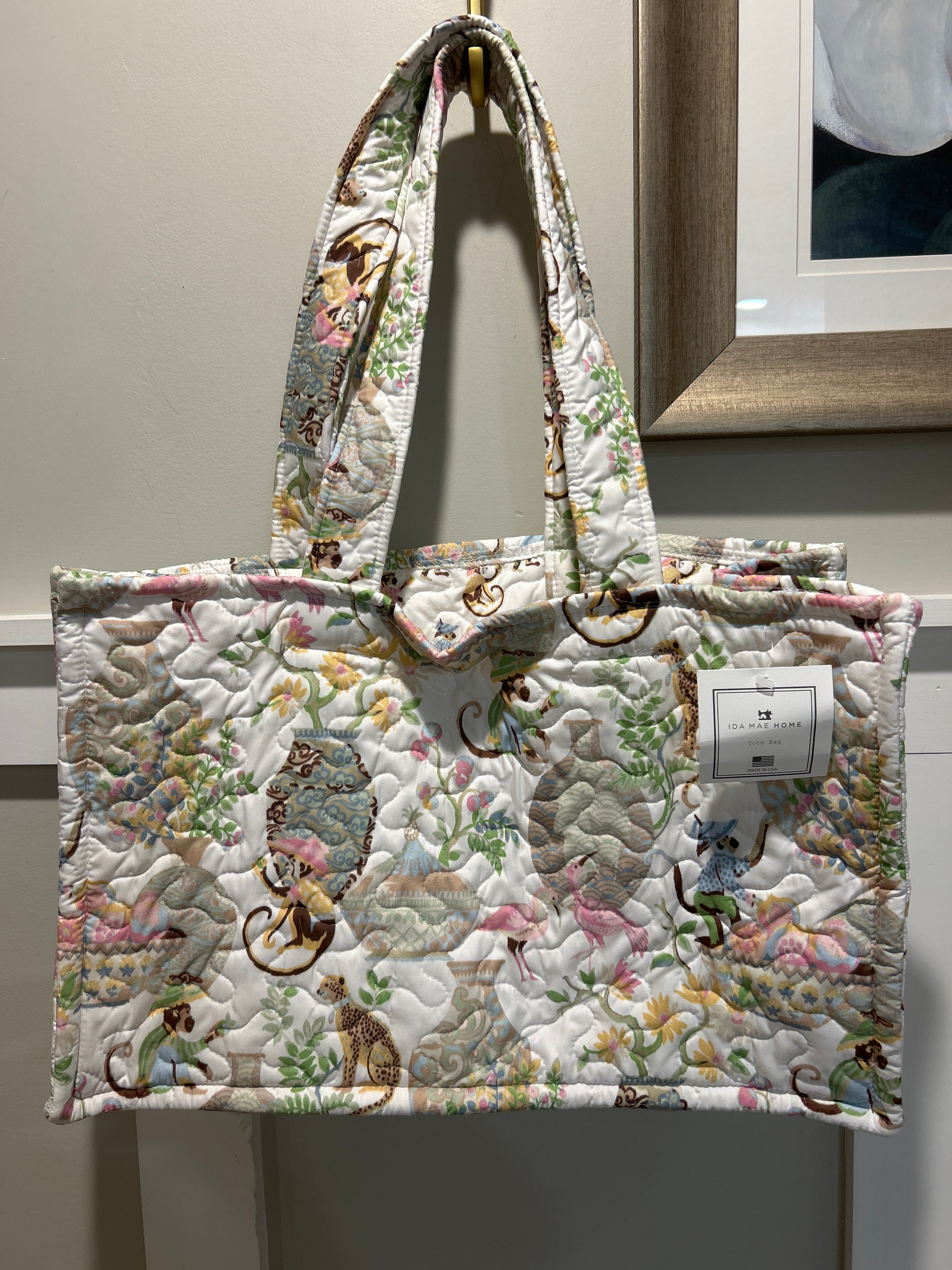 Ida Mae Jungle Canopy Pastel Quilted Tote Bag