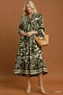 Donna Abstract Geo Print Ruffle Maxi Dress