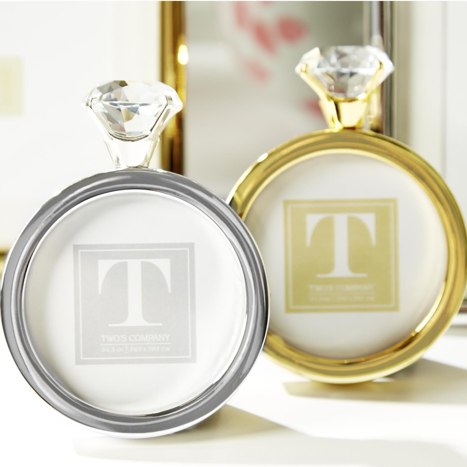 Round Diamond Ring Photo Frame Asst 2 Colors