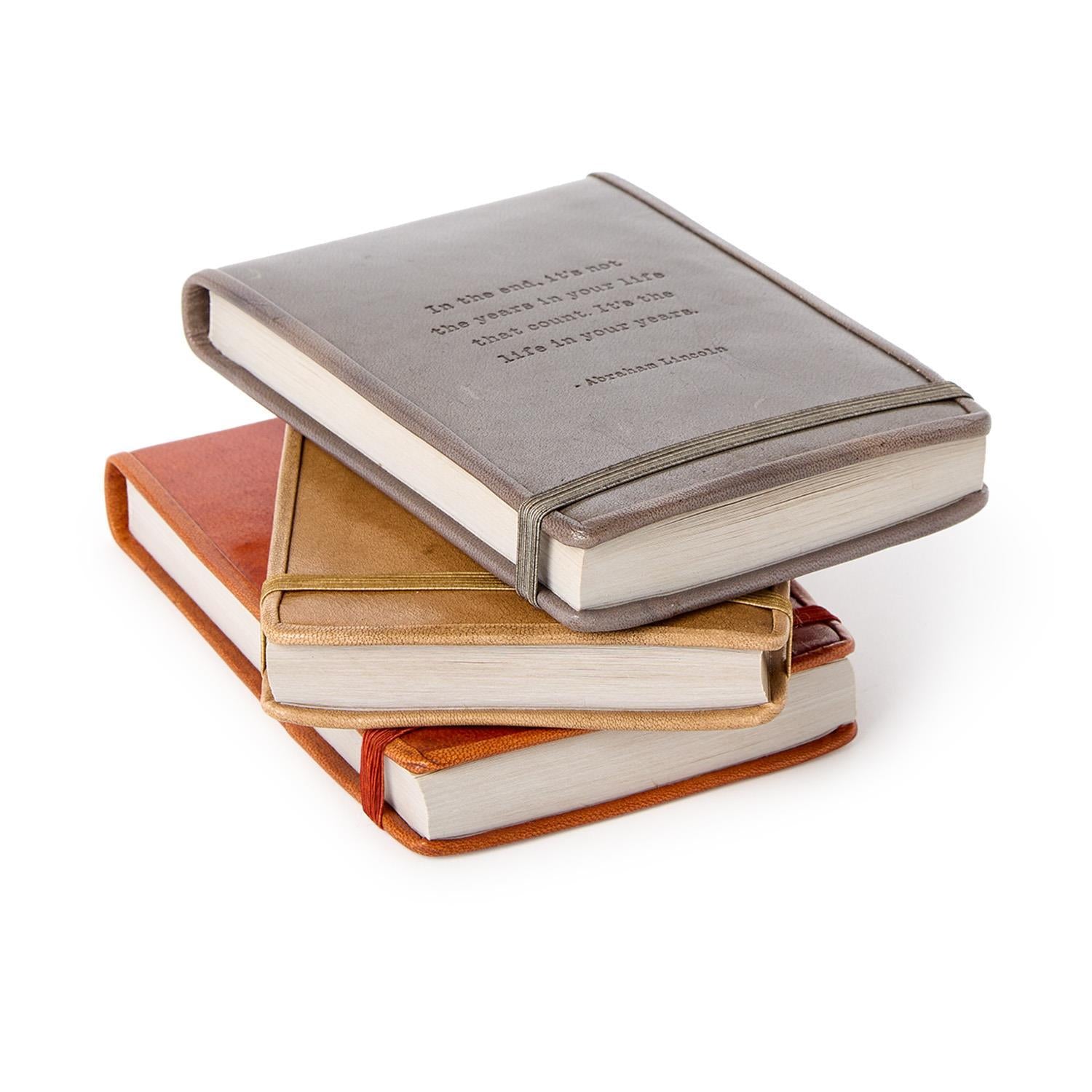 Leather Flip Notebook with Embossed Saying