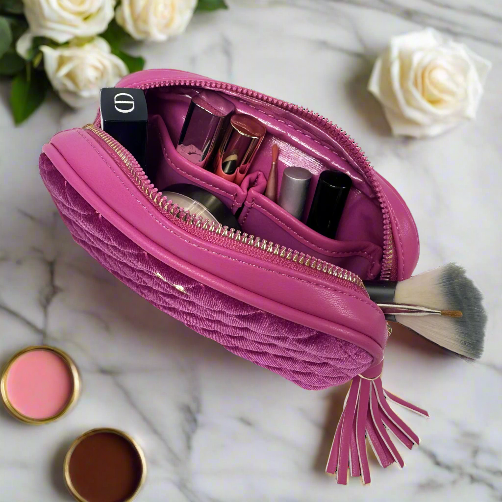 Glam Makeup Case - Fuchsia Velvet