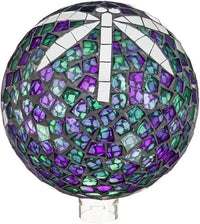 10" Mosaic Glass Gazing Ball, Green Dragonfly
