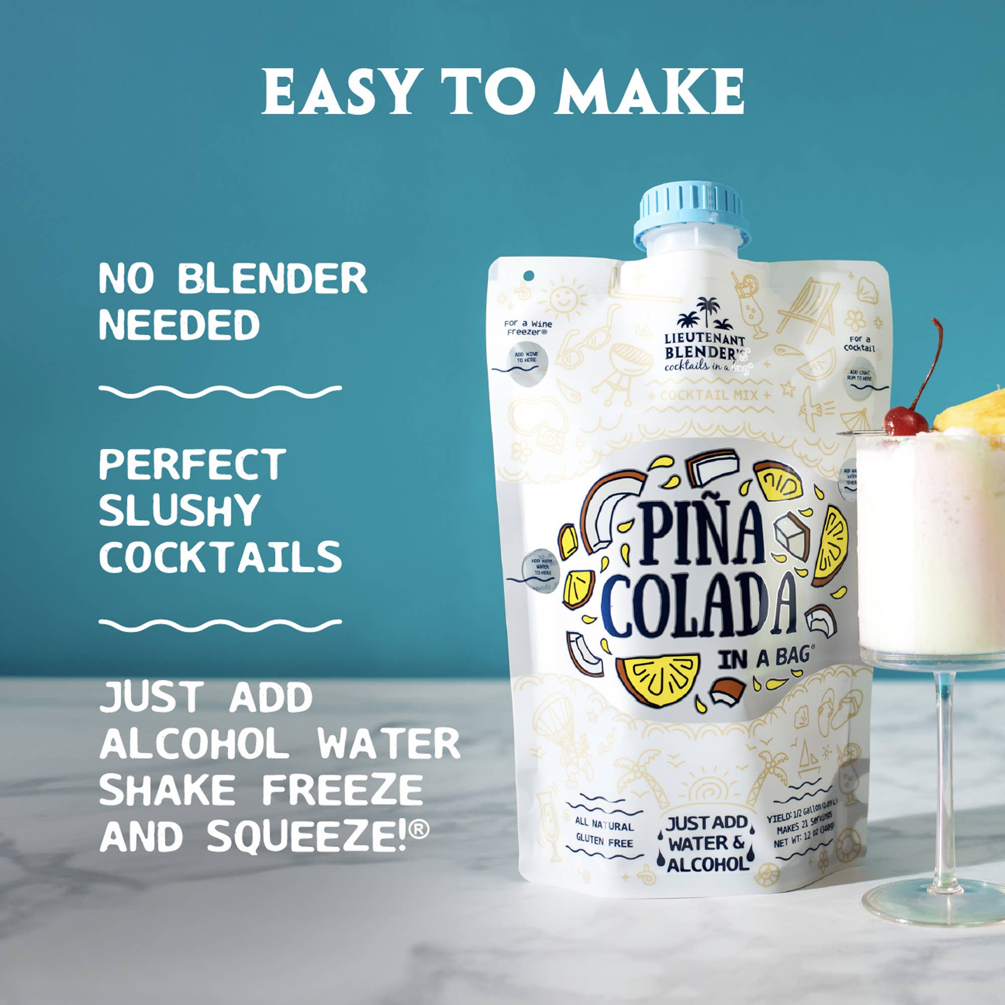 Pina Colada in a Bag® Cocktail / Mocktail Slushie Mixer