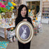 Wall Decor, Rabbit Portrait in Round Gold Decorative Frame