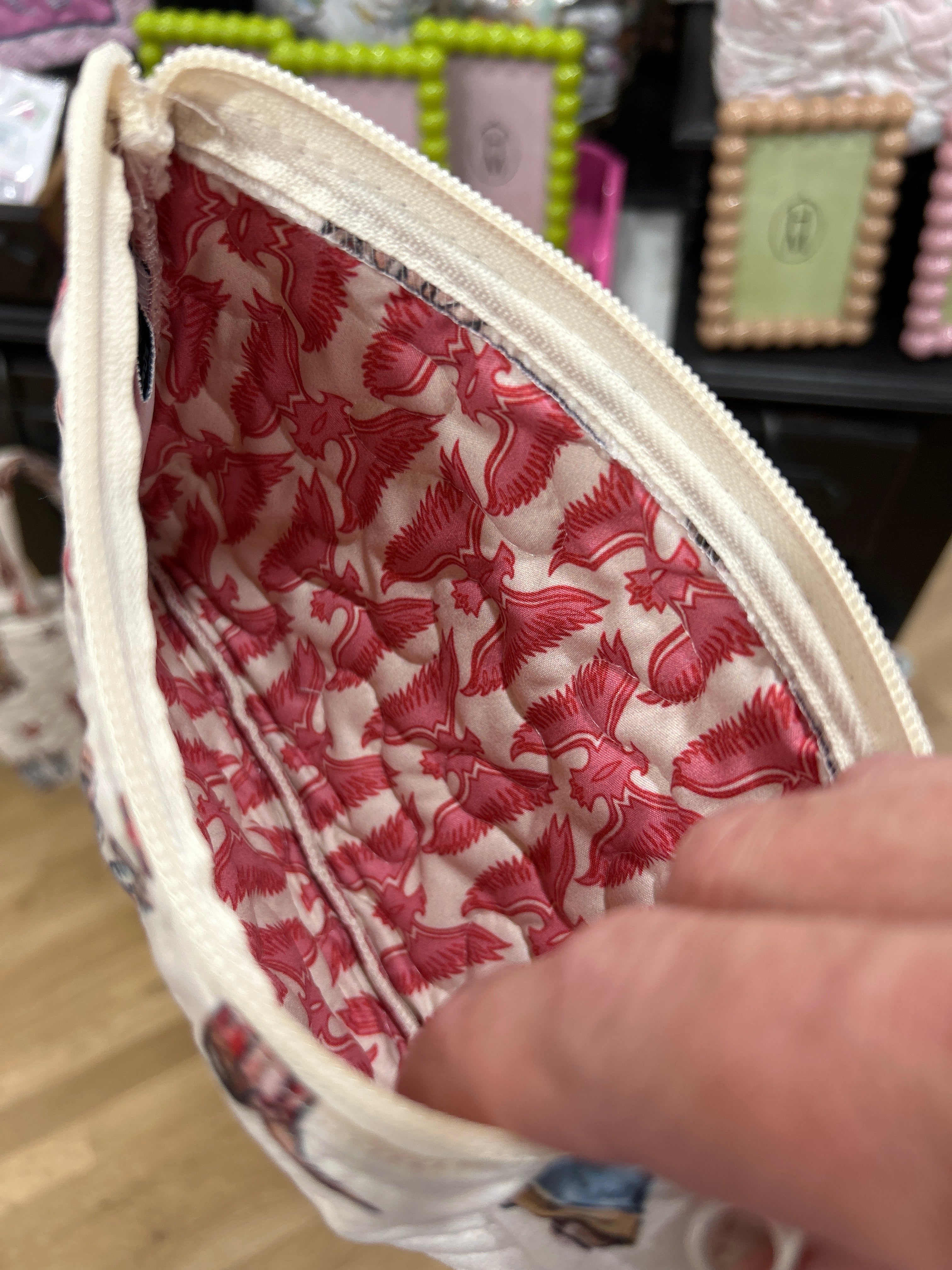 Ida Mae Thunderbird Boots Sand Quilted Small Makeup Bag
