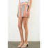 Hannah Pink Multicolor High Waist Stripe Shorts with Waist Tie