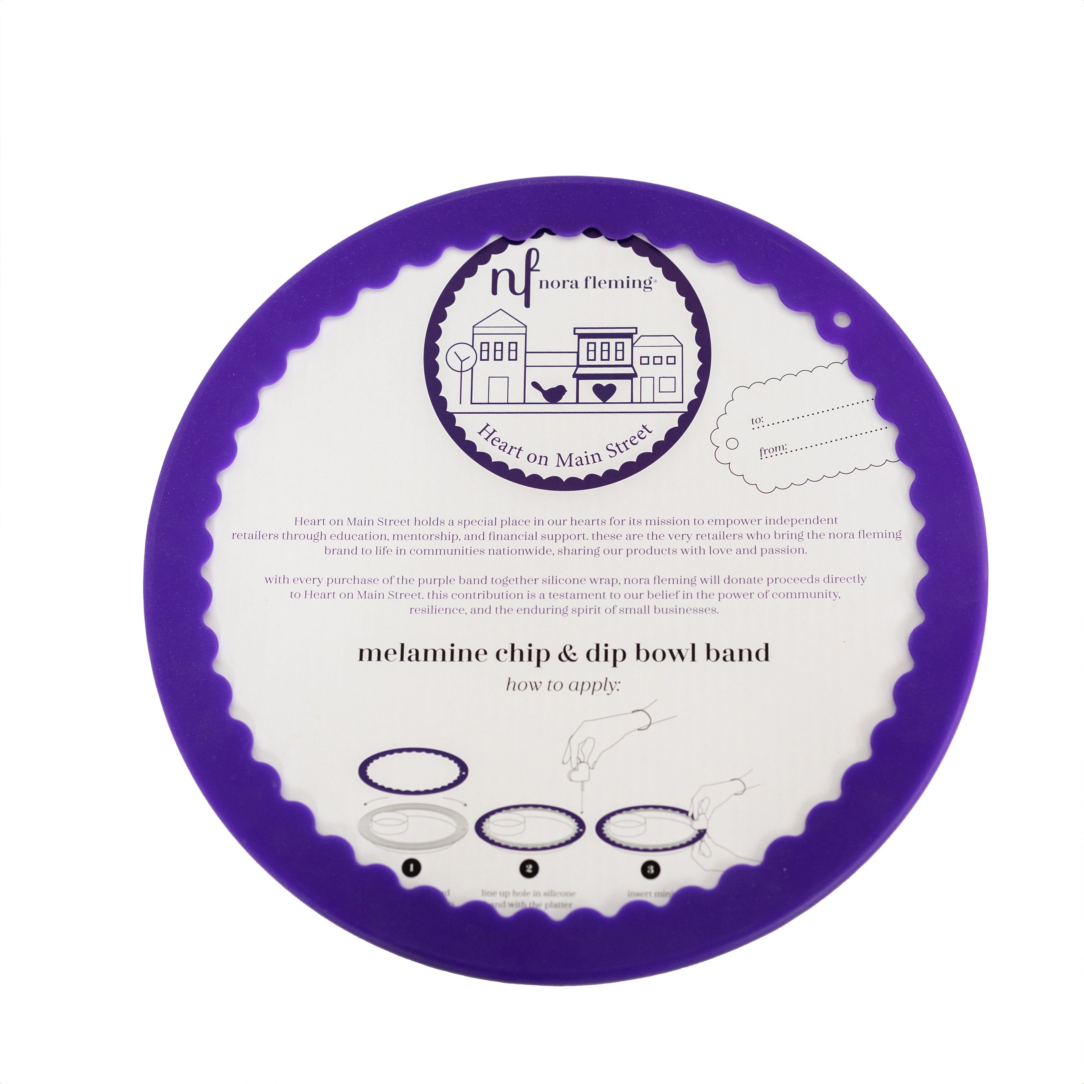 NEW NORA FLEMING BAND TOGETHER HEART ON MAIN STREET PURPLE SILICONE BAND BT10 - A. Dodson's