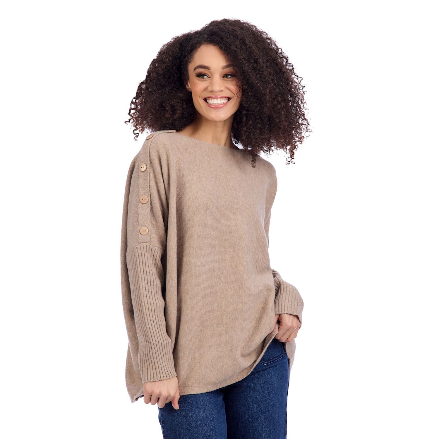 Tan Sheffield Button Sweater By Mud Pie