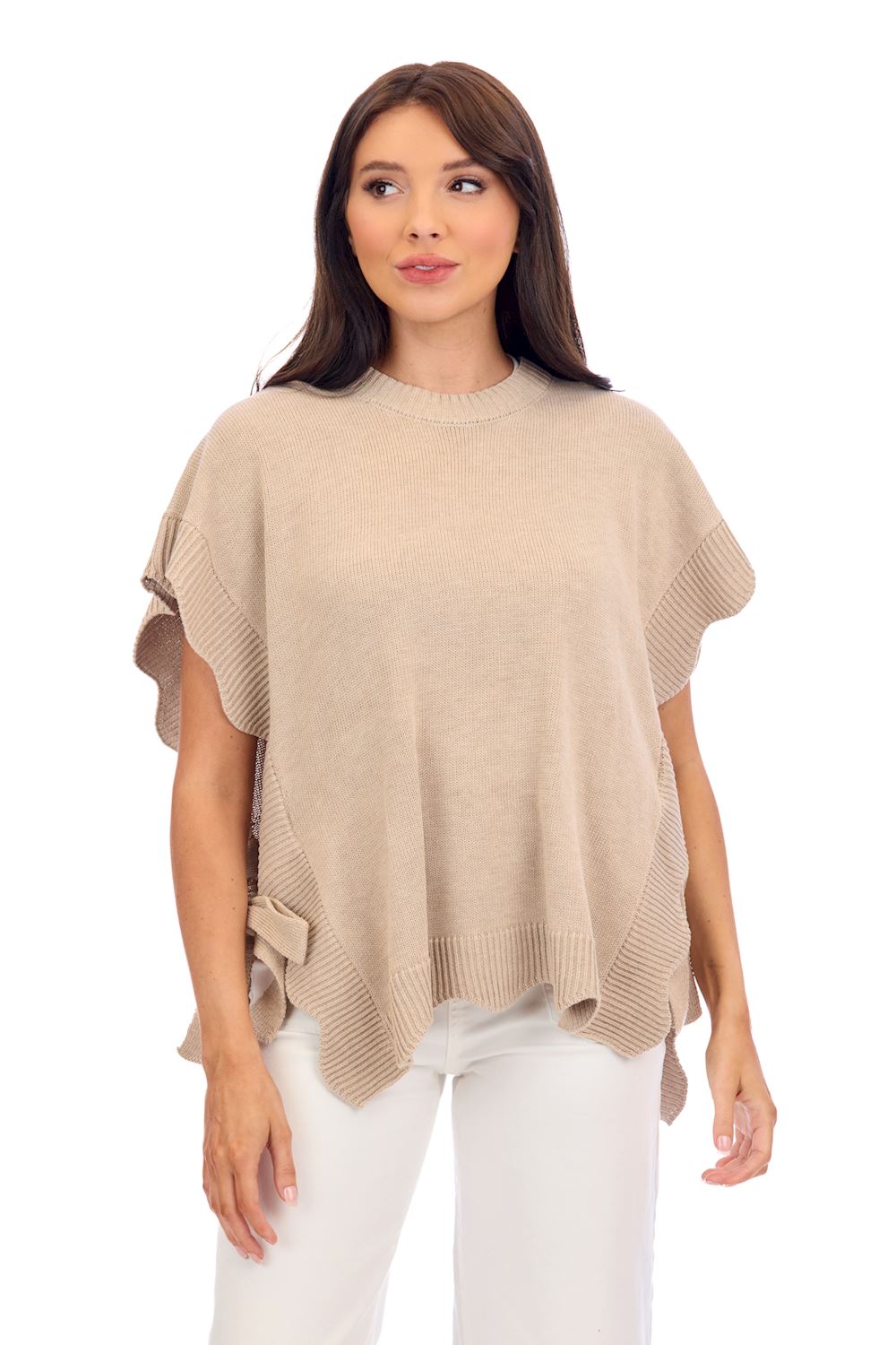 Tan Rigsby Scallop Sweater
