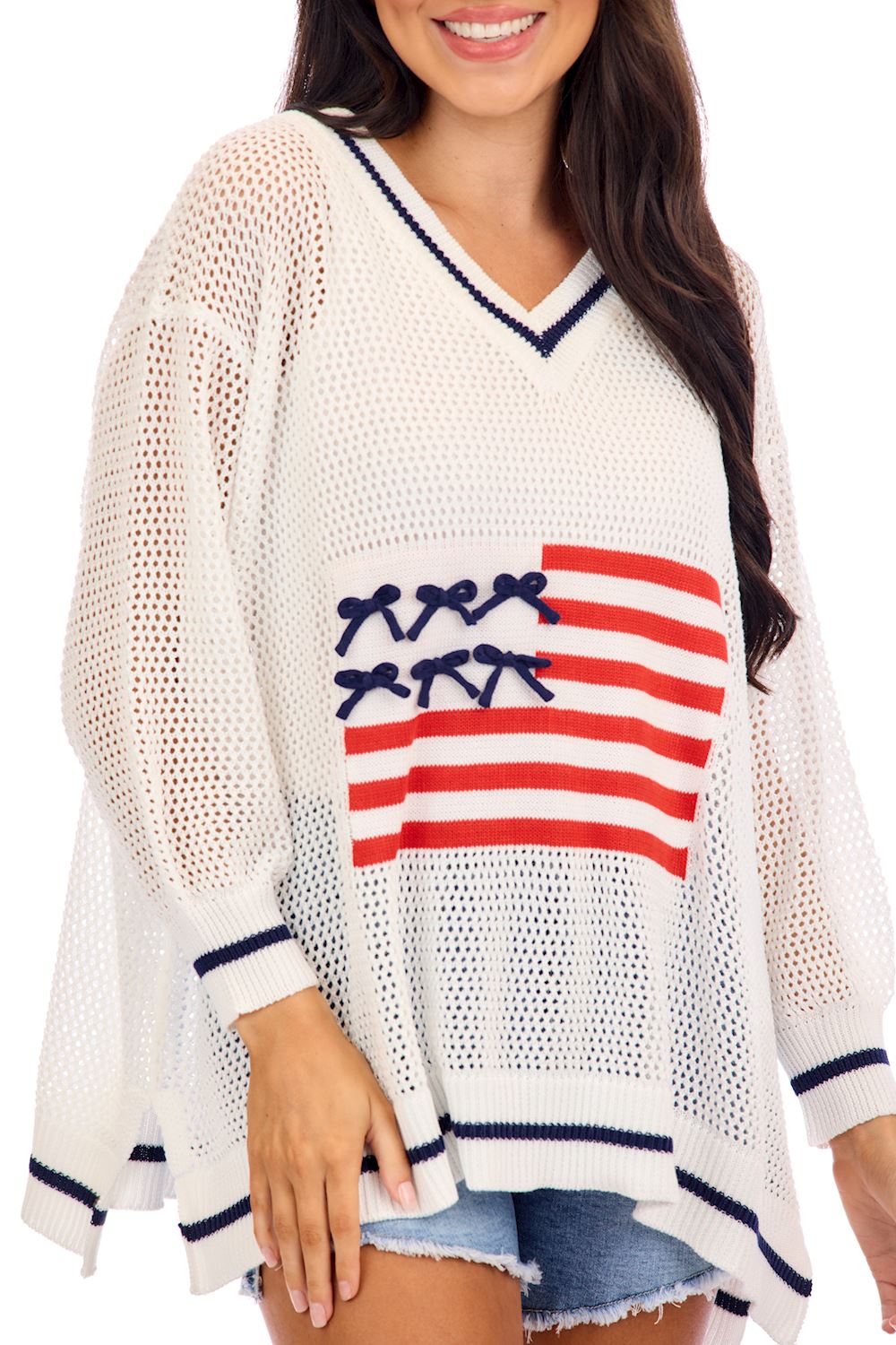 White Americana Sweater