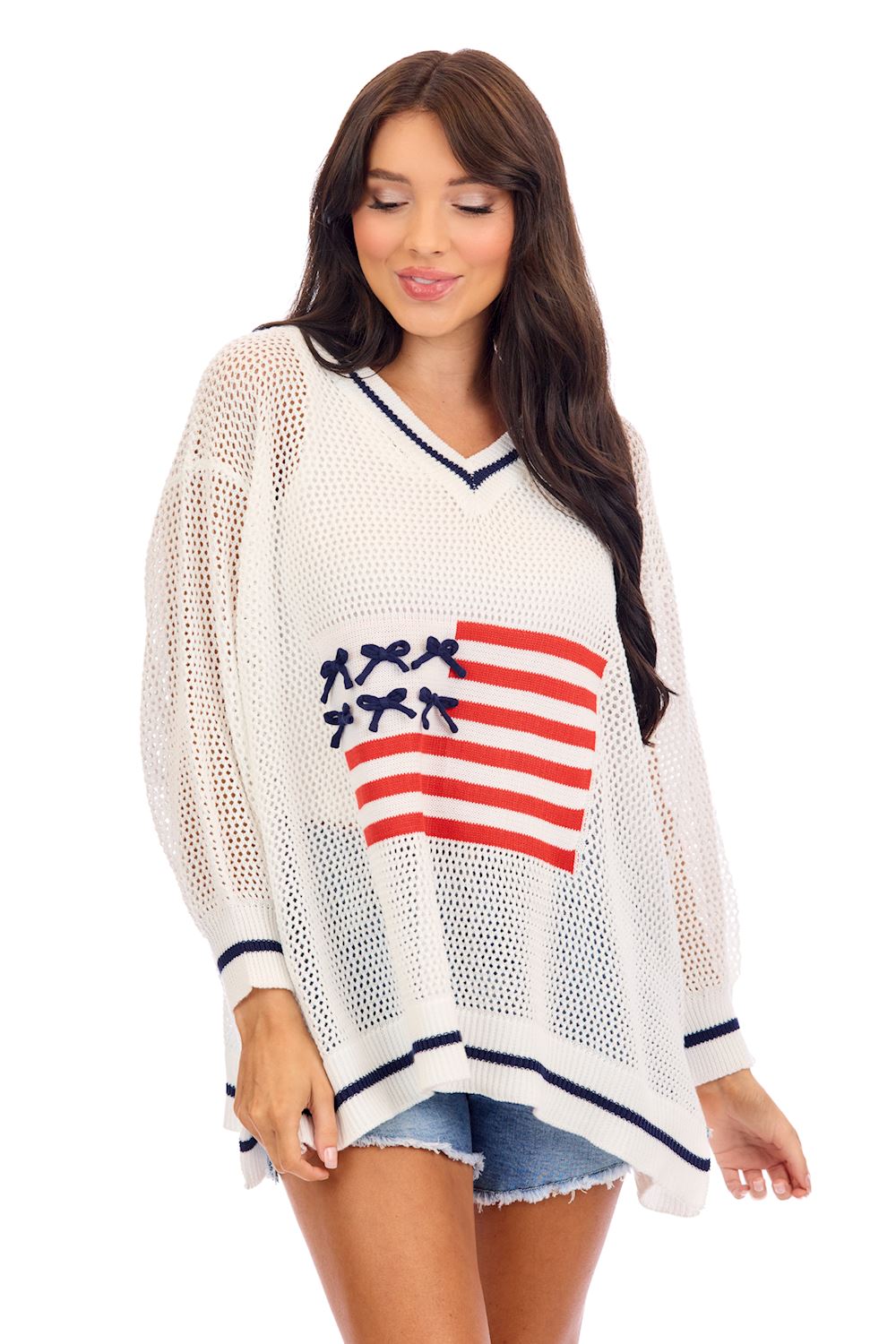 White Americana Sweater
