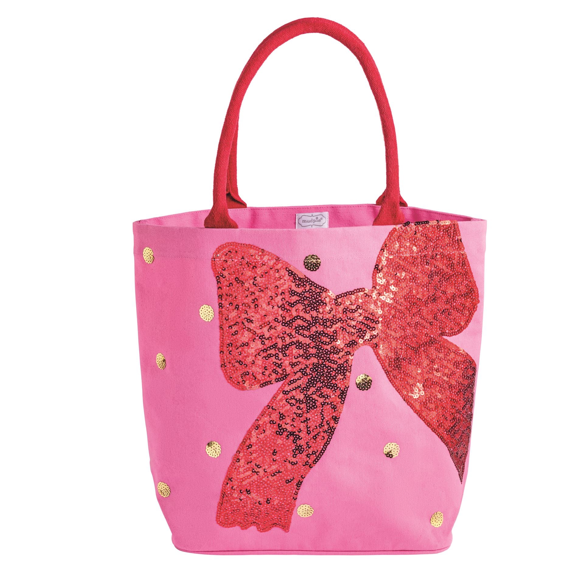 Pink Holiday Sparkle Tote by Mud Pie