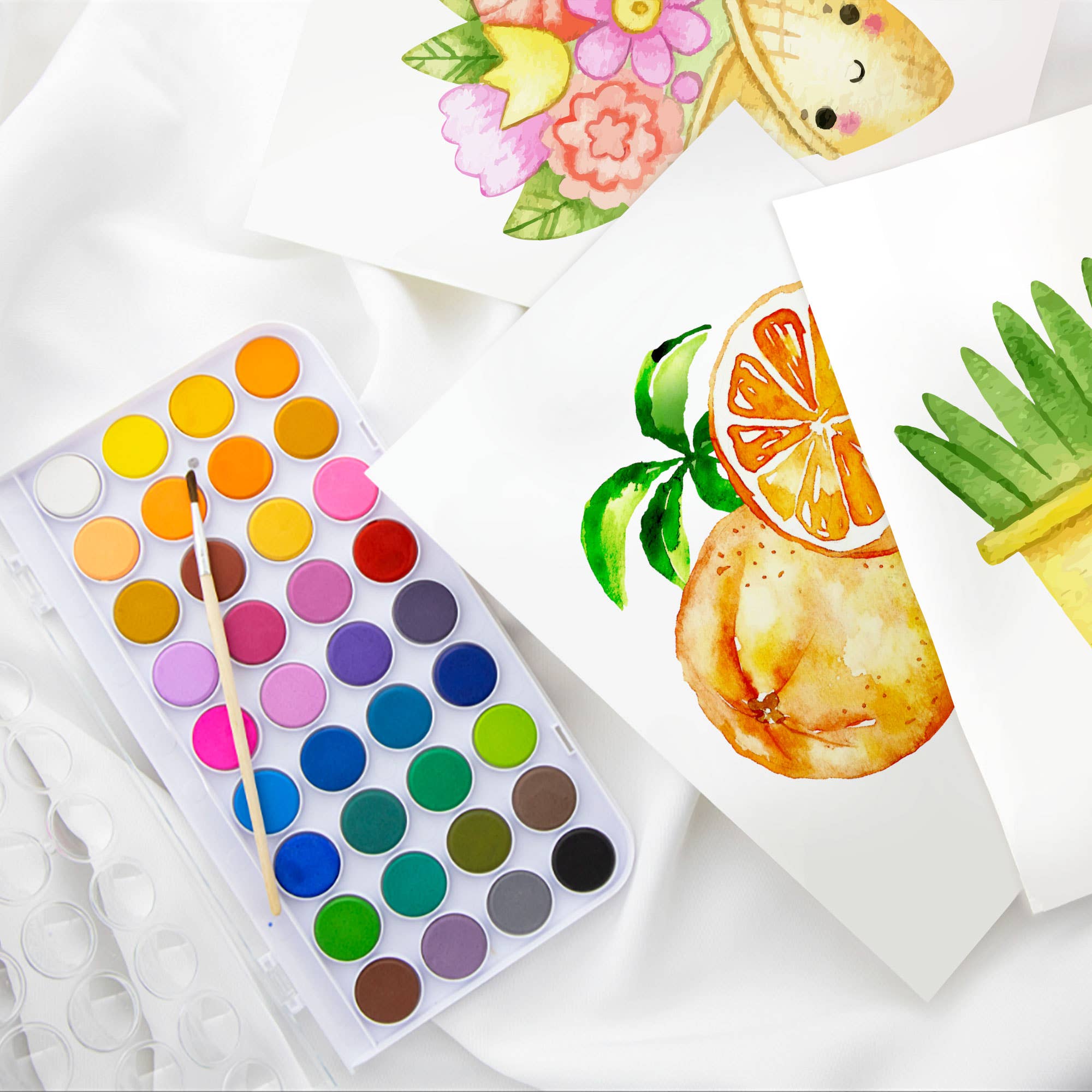36-Color Watercolor Set with Brush