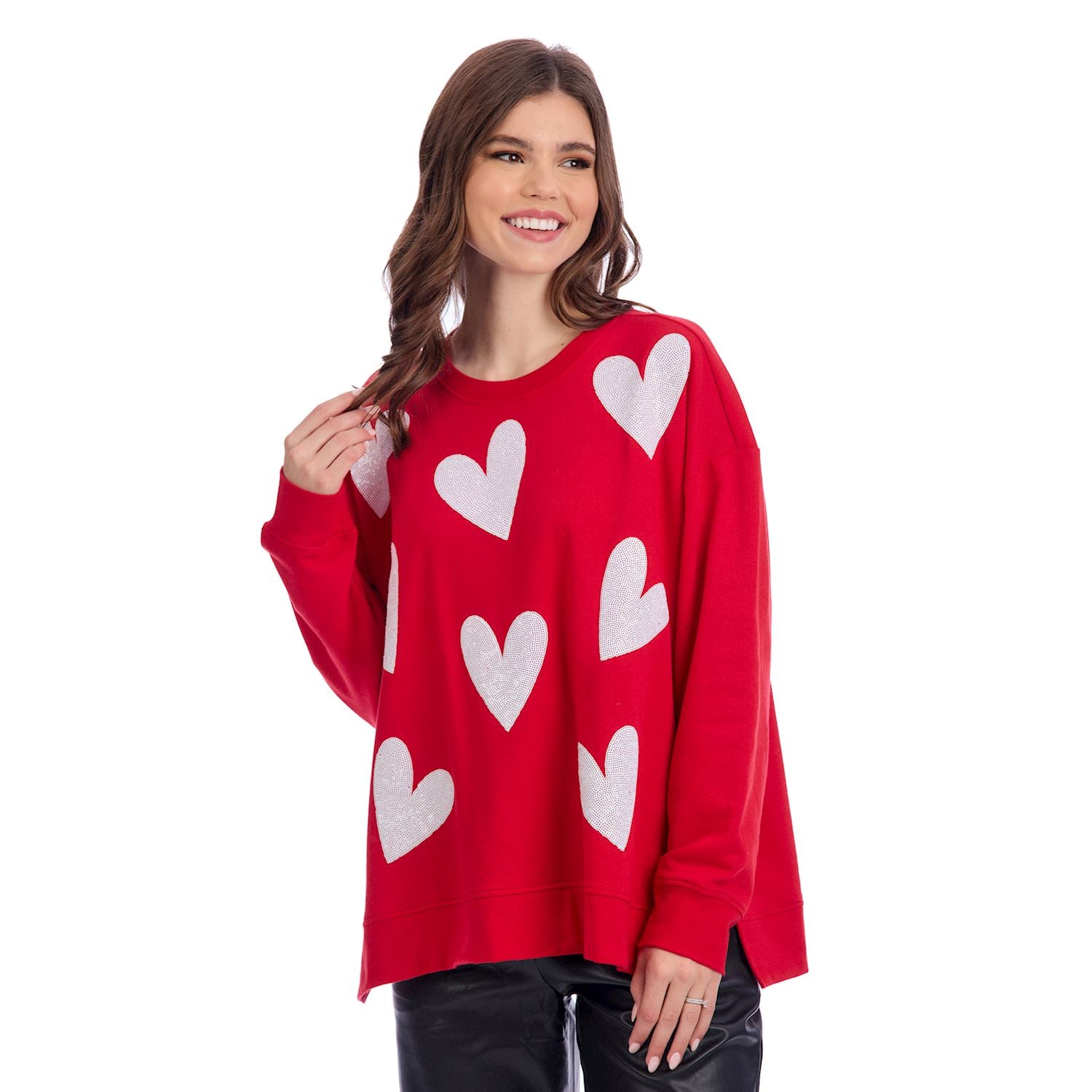 Red Valentine's Sparkle Sweatshirt By Mud Pie