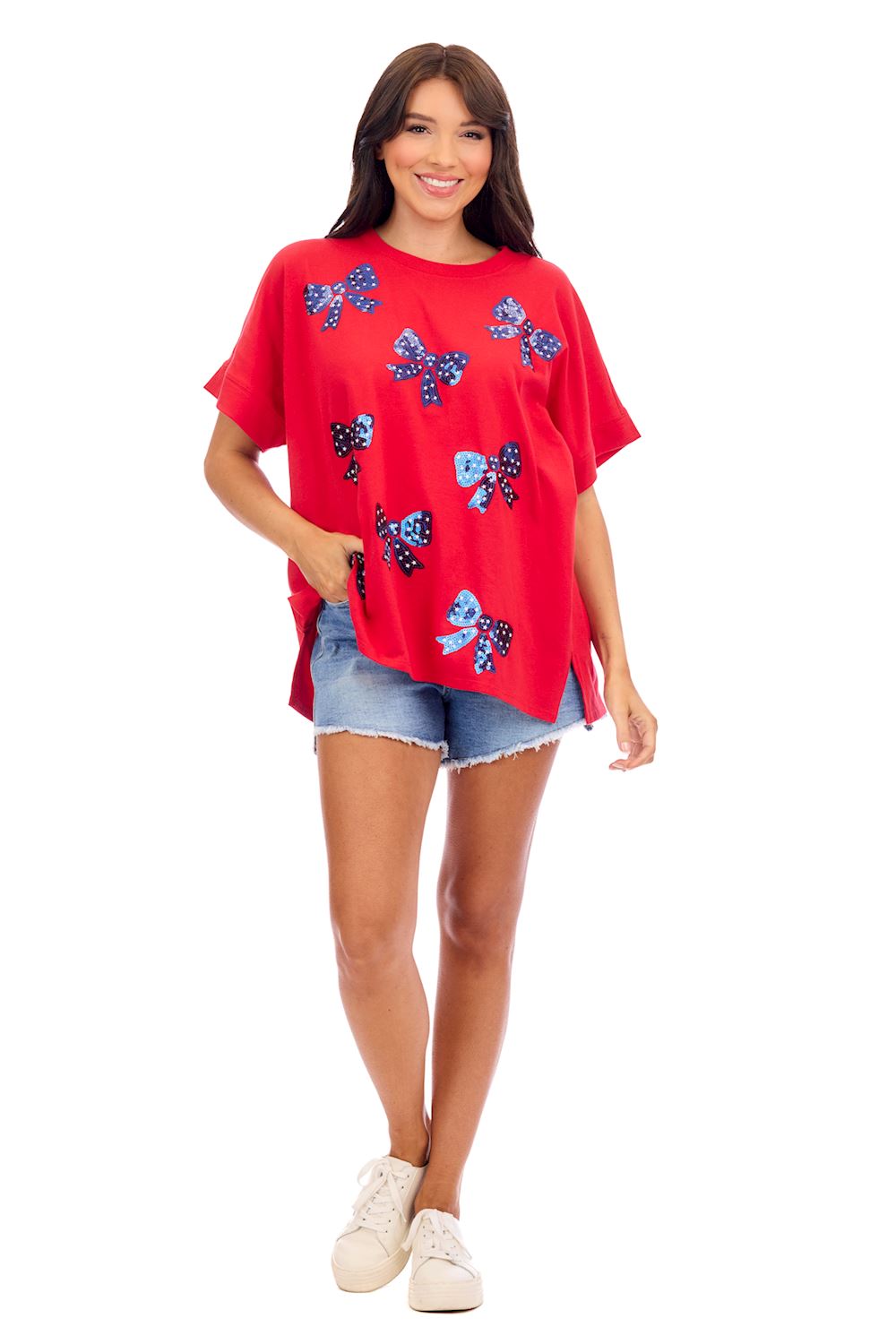 Red Americana Sparkle Top