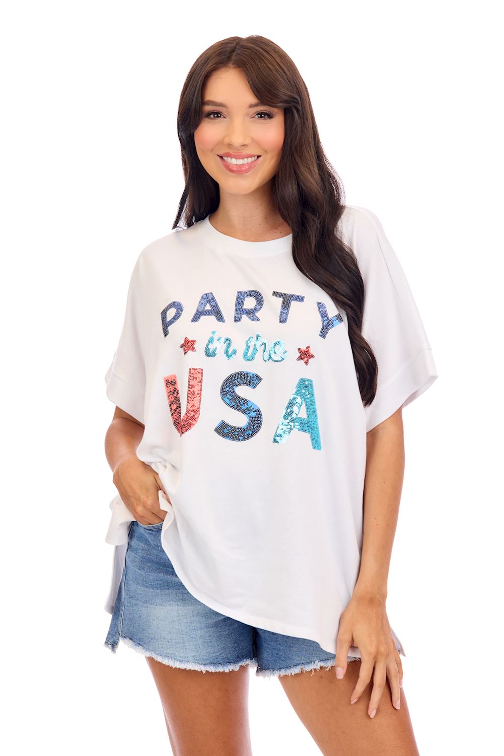 White Americana Sparkle Top