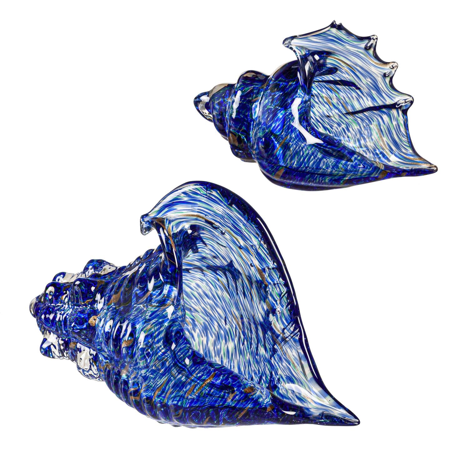 Blue Coastal Glass Conch Shell Table Decor