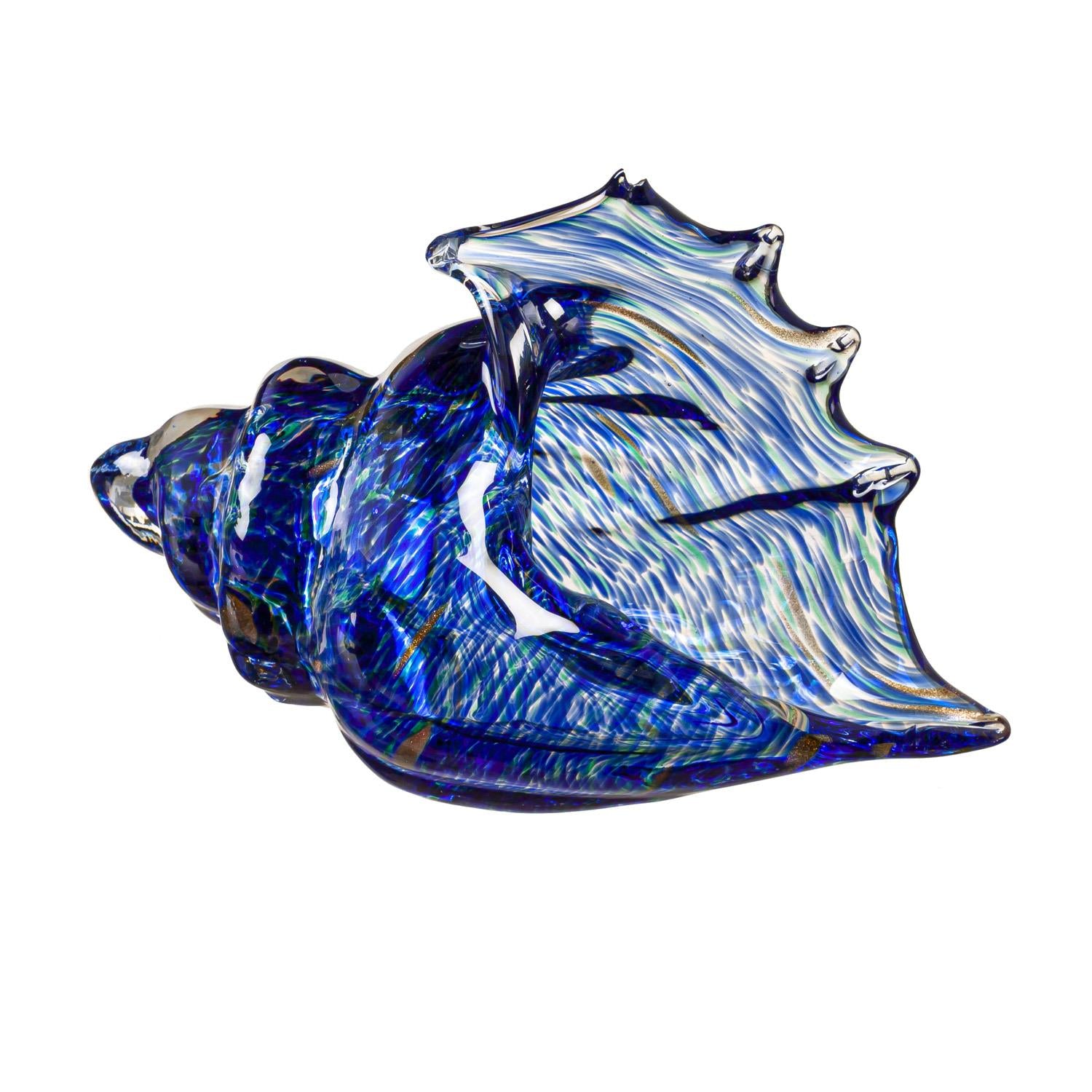 Blue Coastal Glass Conch Shell Table Decor