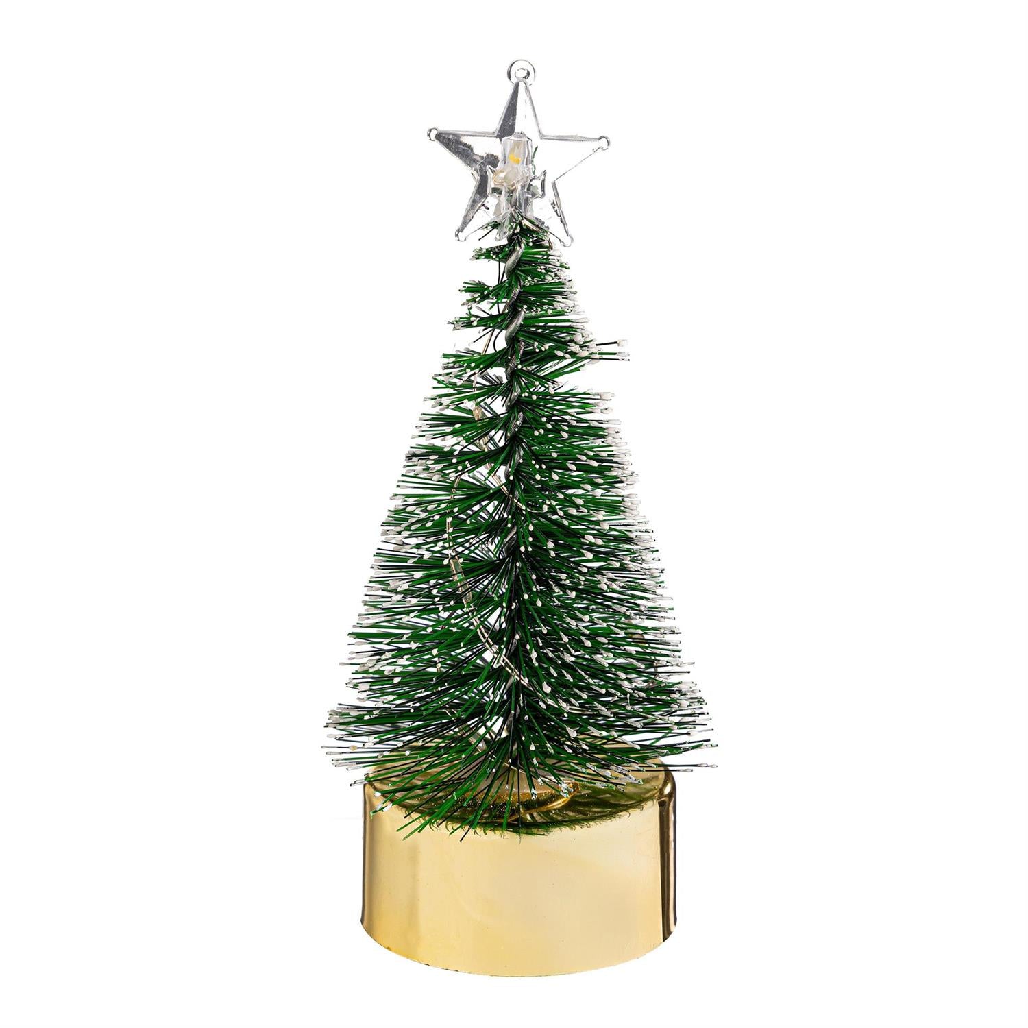 Shades of Emerald LED Bottle Brush Christmas Tree, 5"