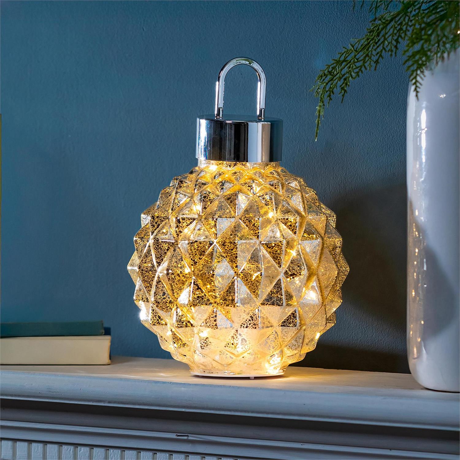 Season to Sparkle LED Rotating Glass Ornament, 12.25"
