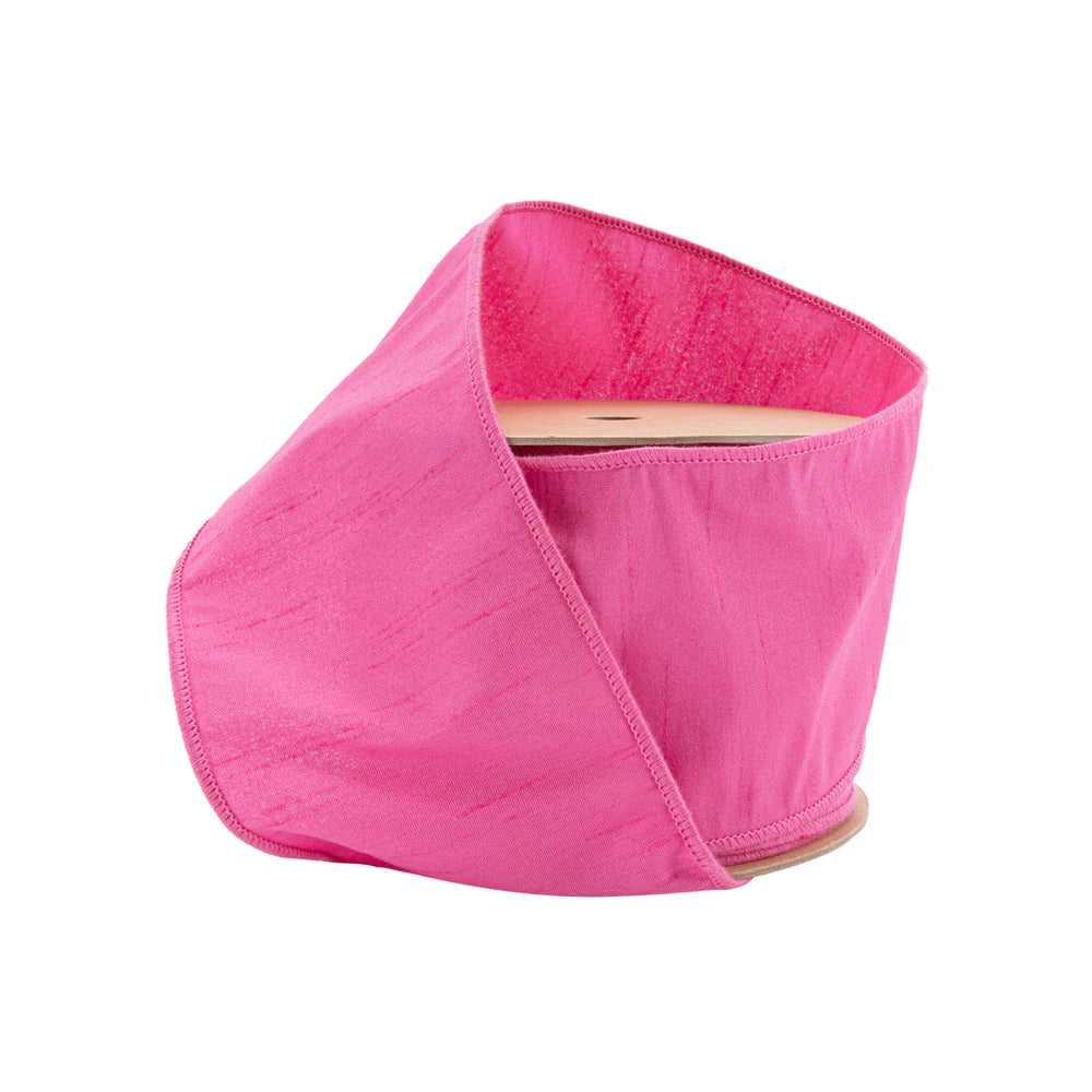 4" Wired Dupioni Ribbon Hot Pink 10 Yards