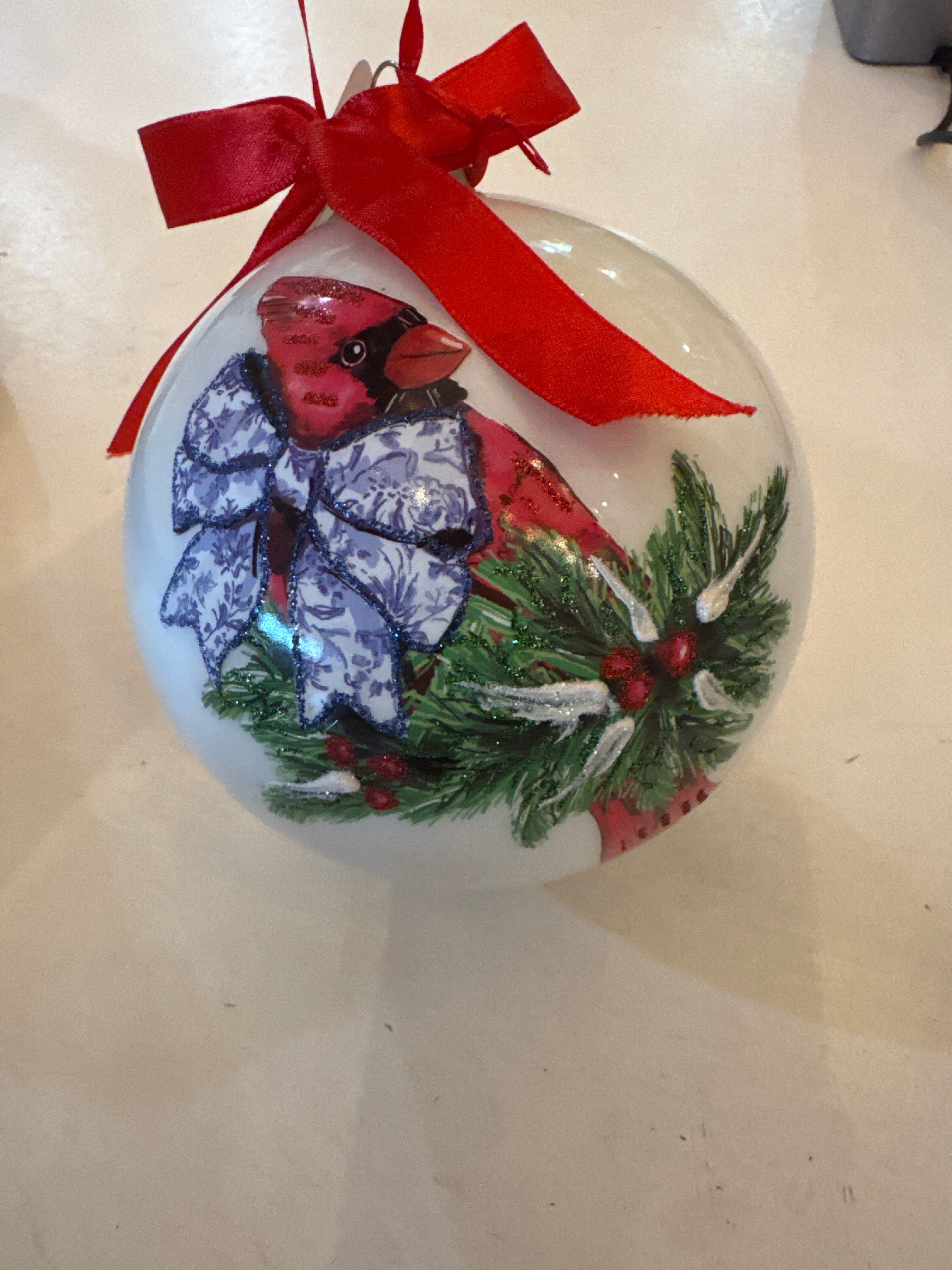 4.5 Cutesy Cardinal Ball Ornament