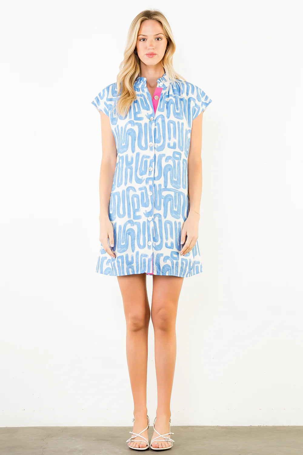 Eliza Short Sleeve Pattern Detail Dress by THML - view 3