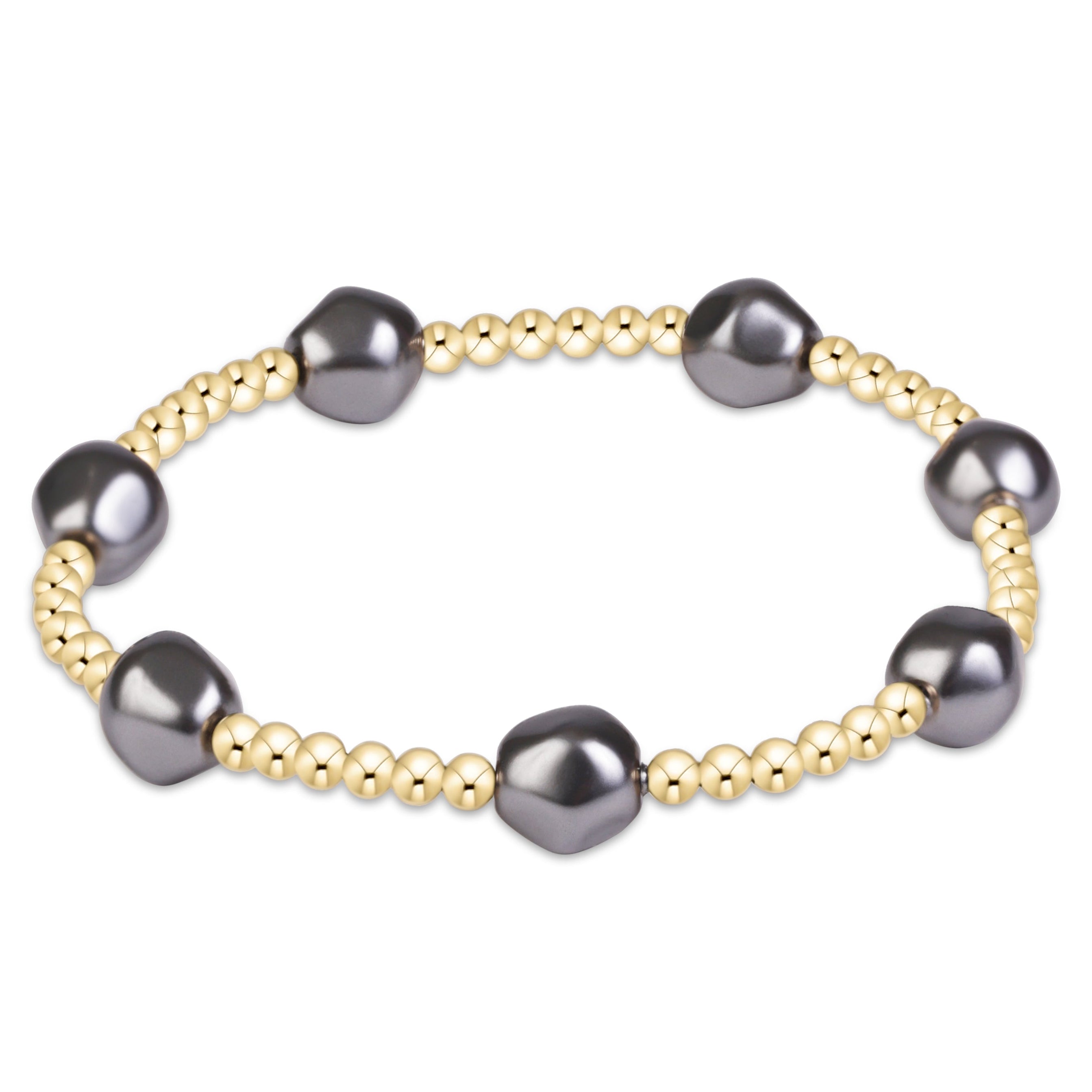 enewton Admire Pearl Dark Grey 3mm Gold Bracelet