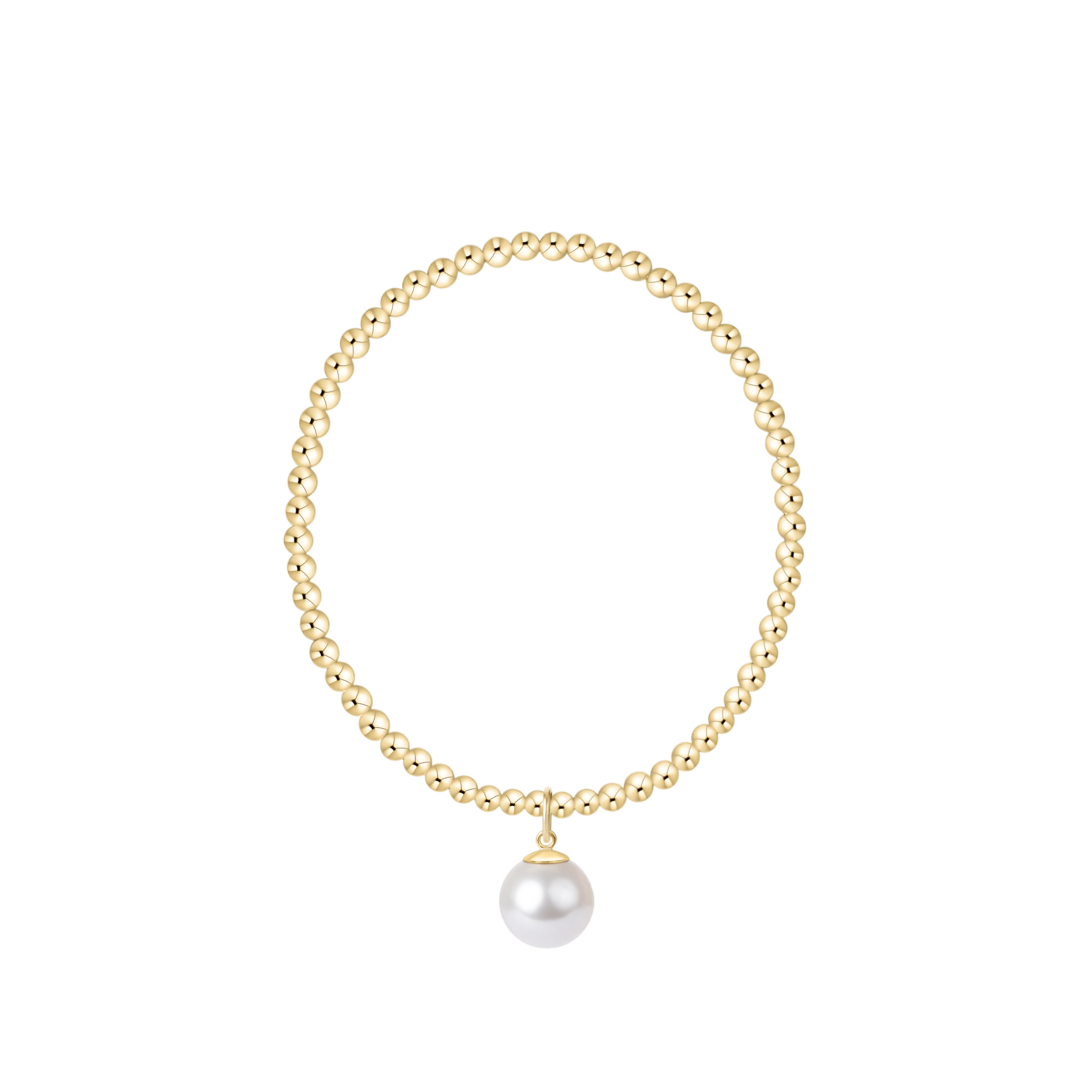 Classic Gold 3mm Bracelet - Classic Pearl 10mm Charm