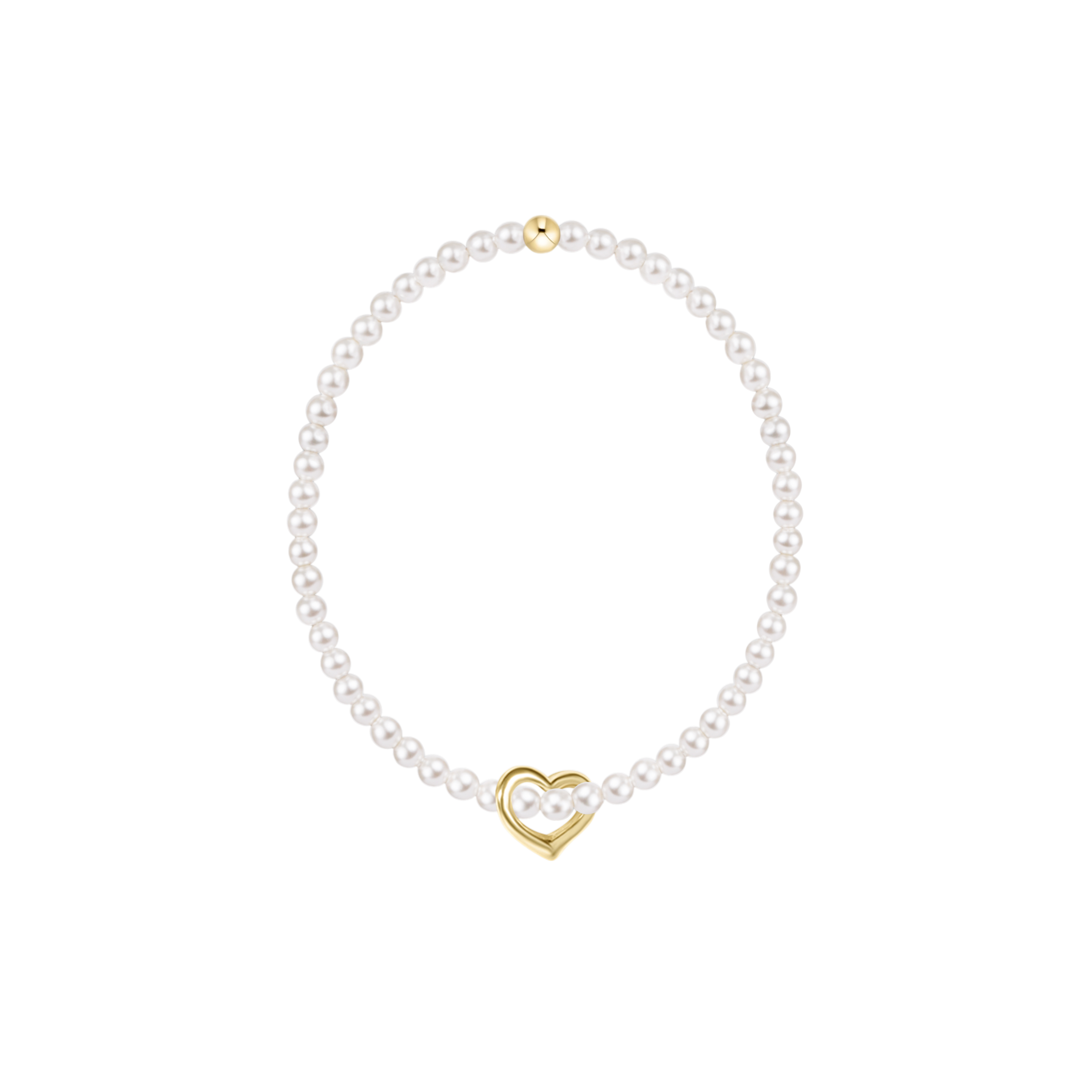 Classic Pearl 3mm Bracelet - Love Gold Charm