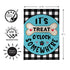 It's Treat O'Clock Burlap Flag, Garden