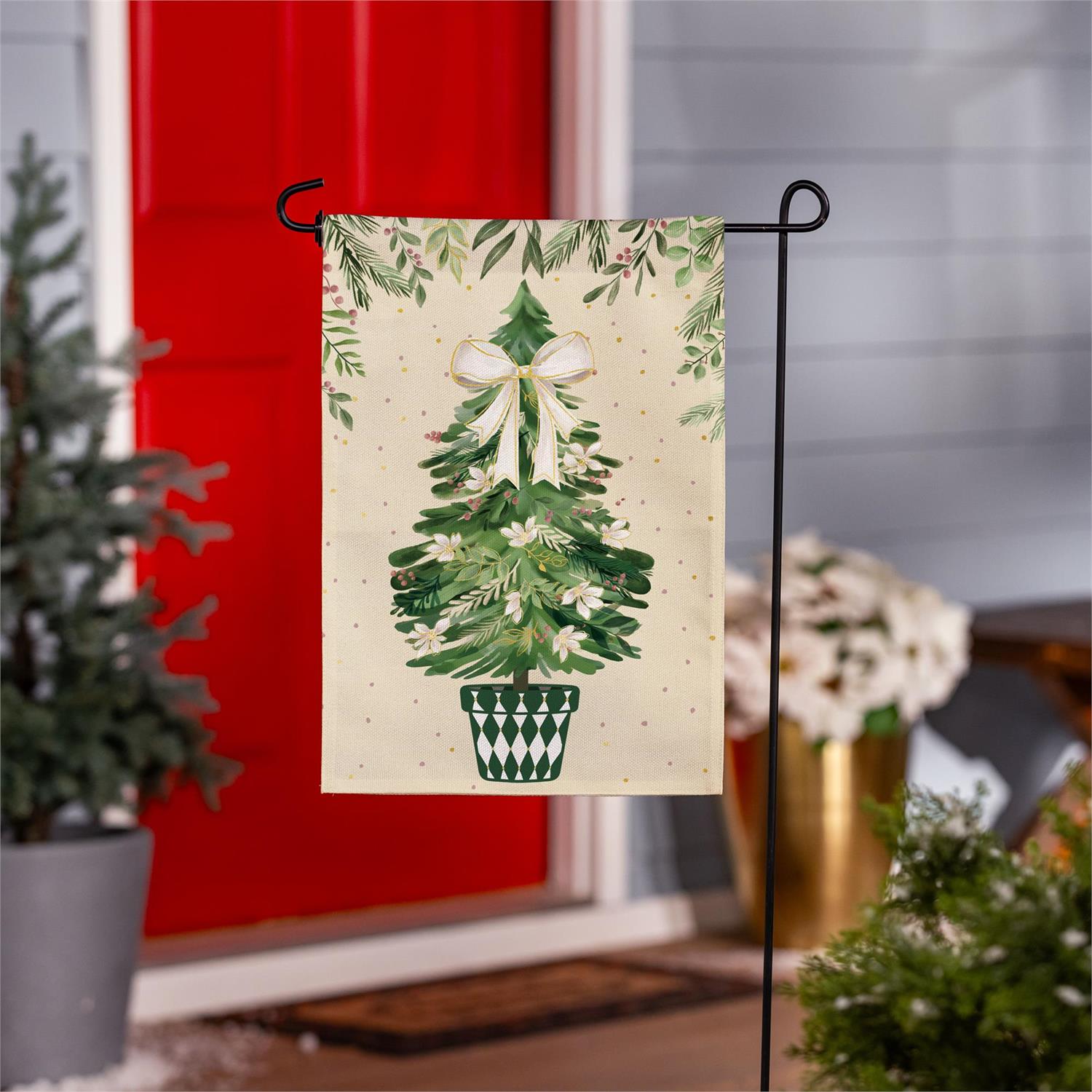 Shades of Emerald Burlap Garden Flag