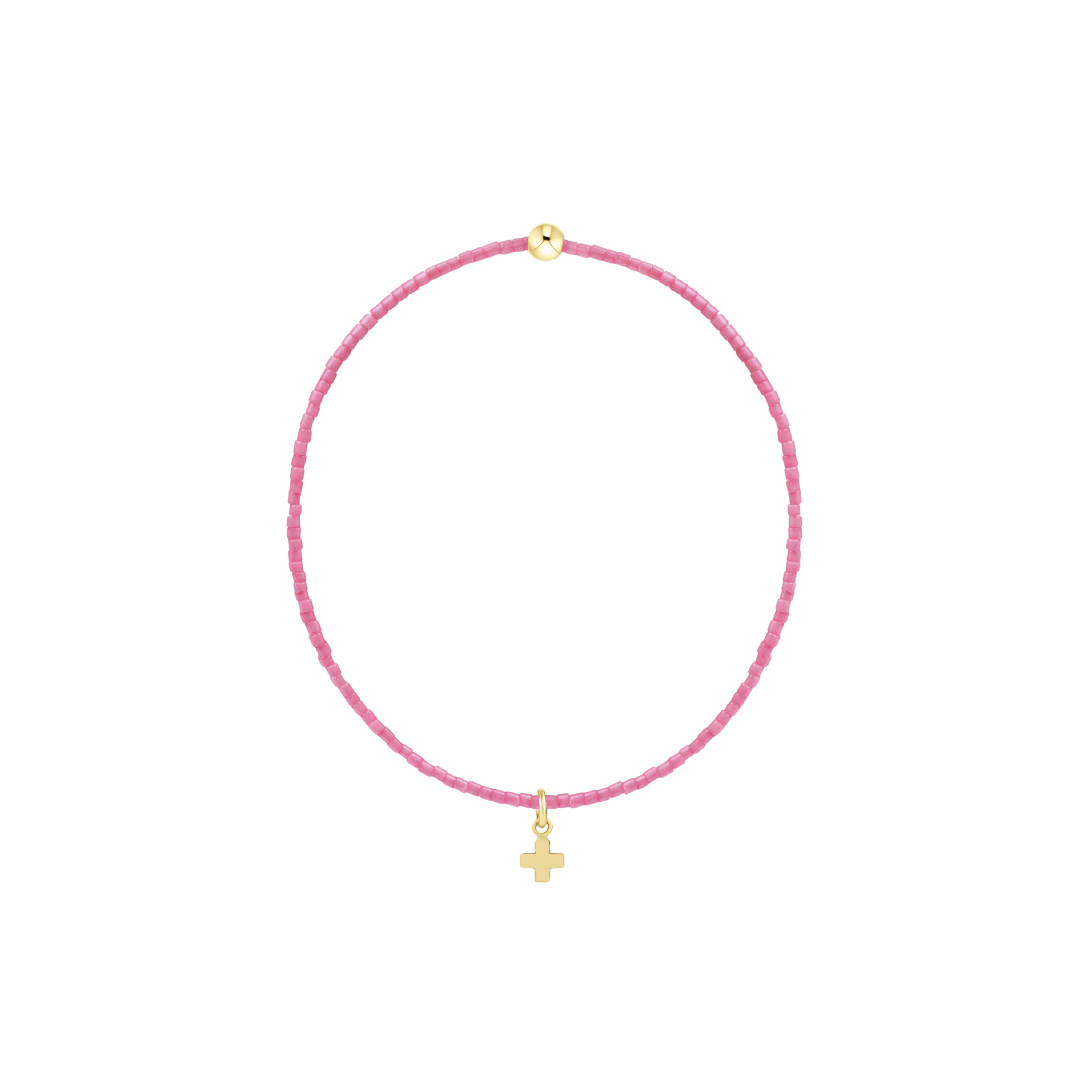 Hope Classic Bubblegum Bracelet - Signature Cross Small Gold Charm