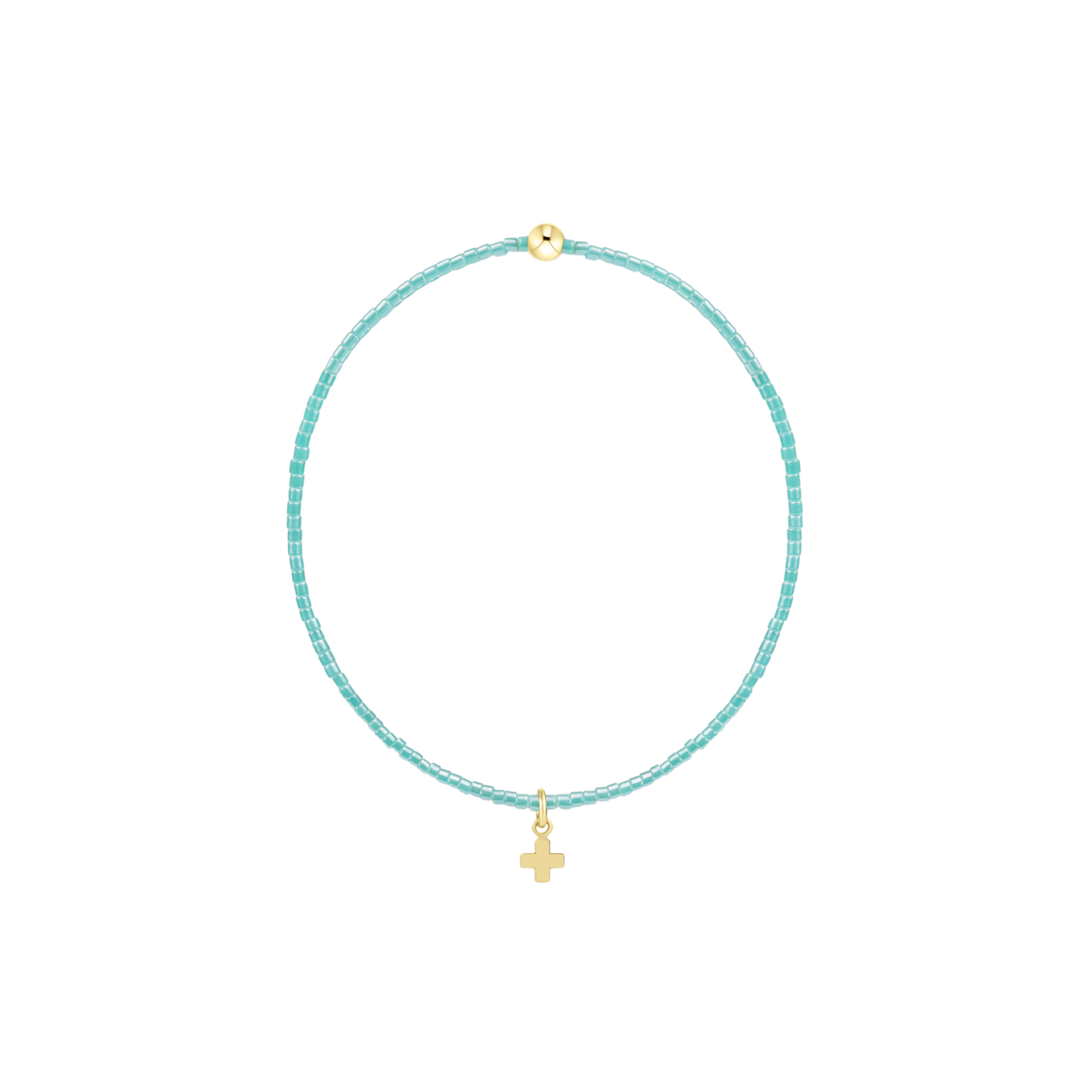 Hope Classic Sea Glass Bracelet - Signature Cross Small Gold Charm
