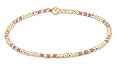 Hope Joy Pattern 2mm Bead Bracelet - Bright Pink - by enewton