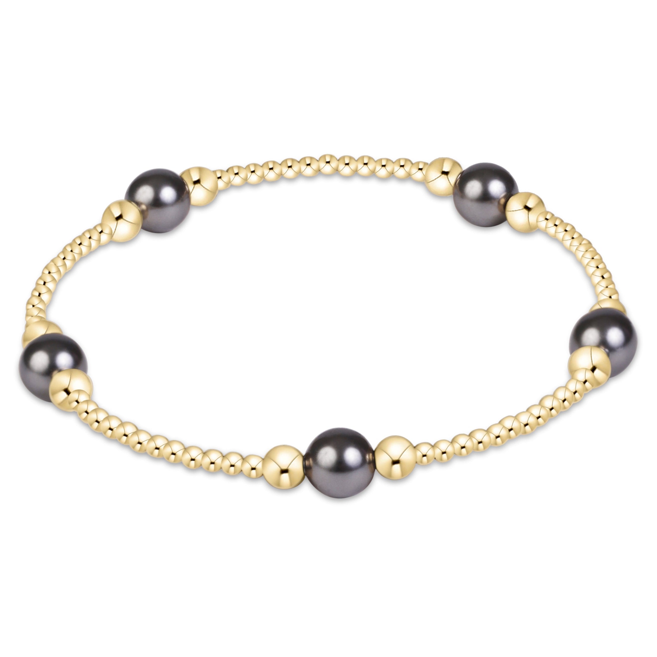 enewton Purpose Pearl Dark Grey 6mm Gold Bracelet