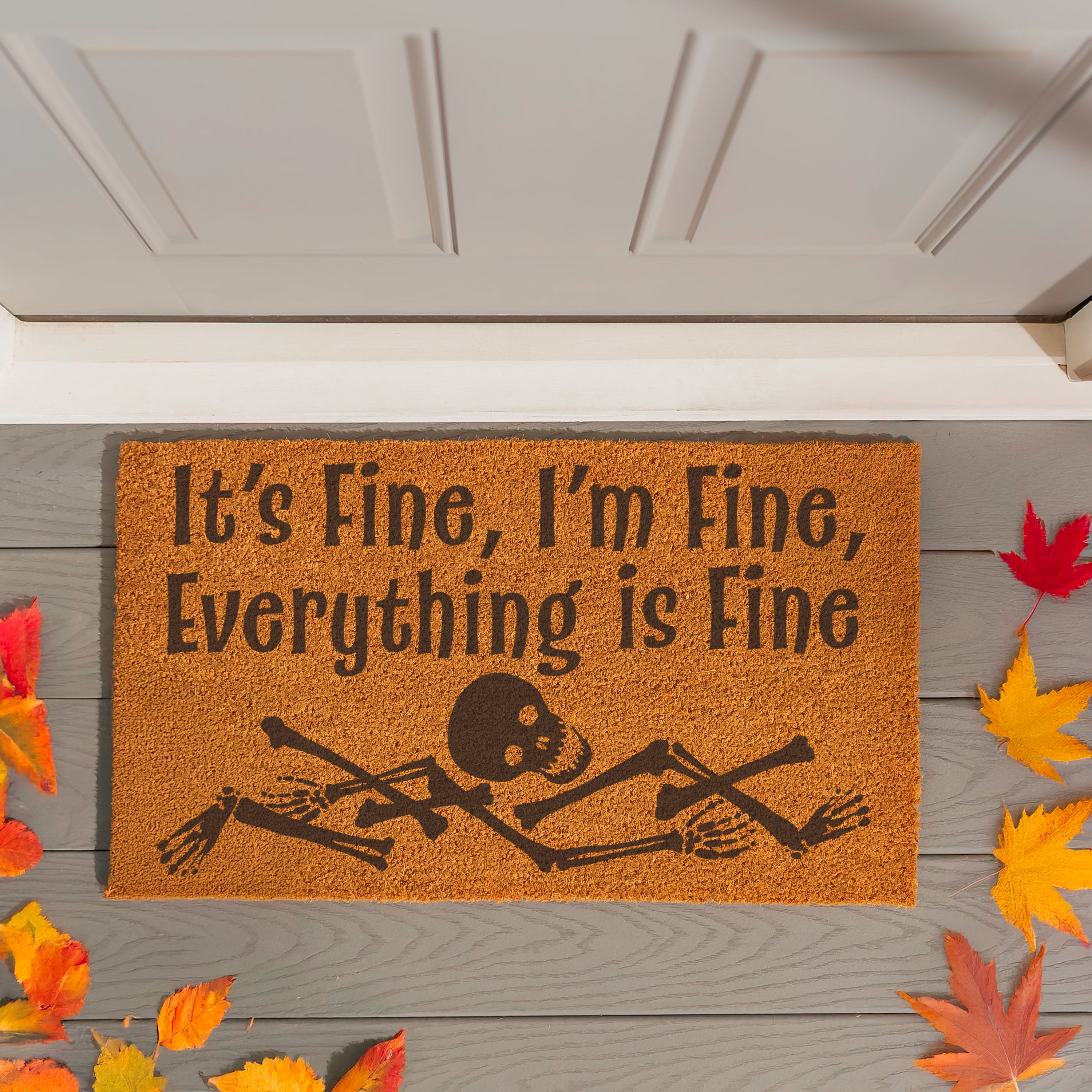 Happy Hauntings Coir Mat, "It's Fine,I'm Fine,Everything is fine" 28"x16"